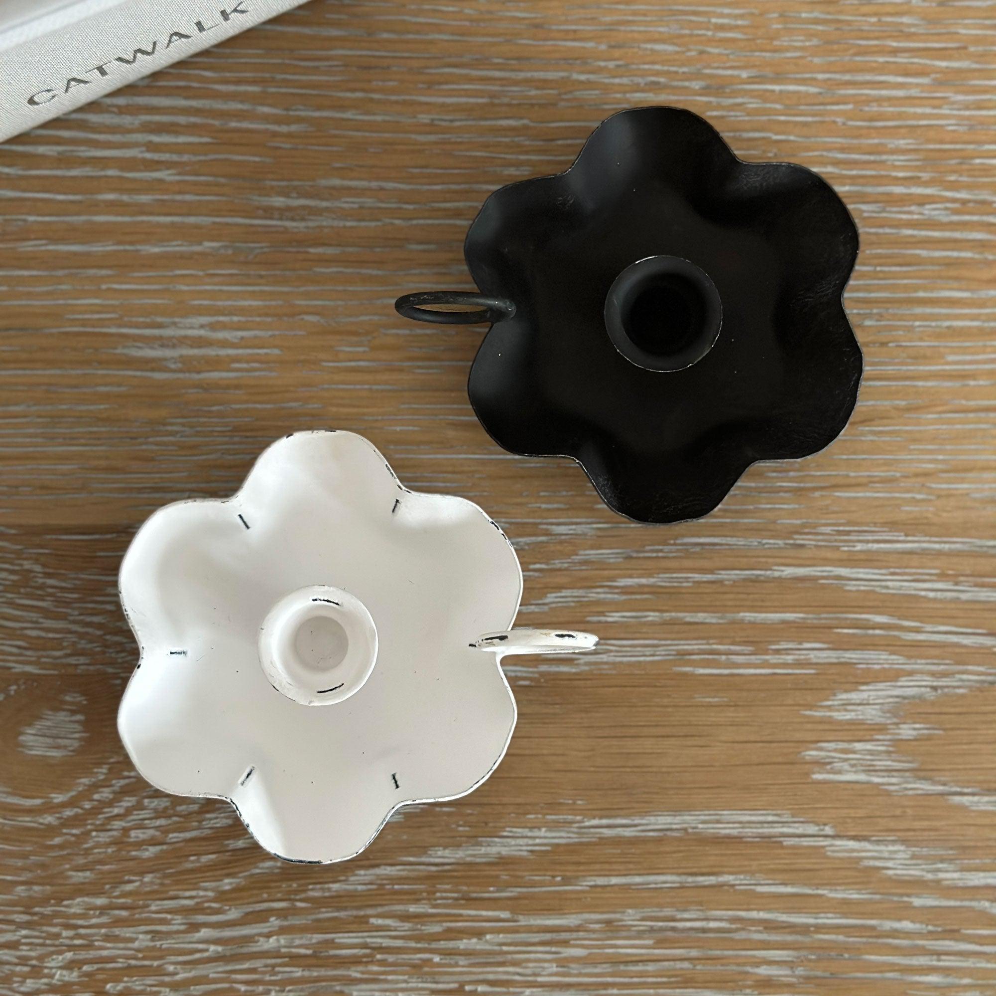 Flower Metal Candle Holder with Handle-Candle Holders-Yester Home