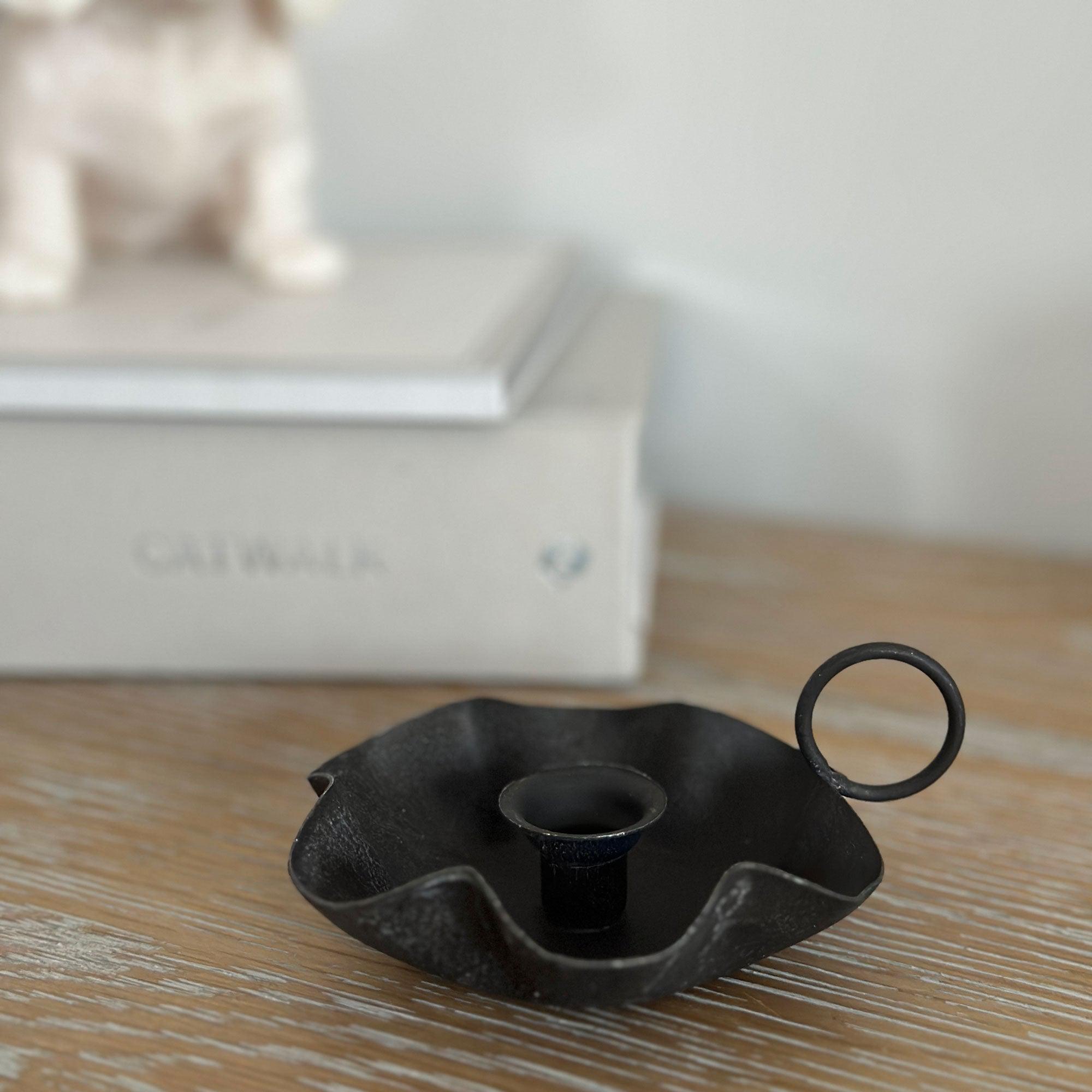 Flower Metal Candle Holder with Handle-Candle Holders-Yester Home