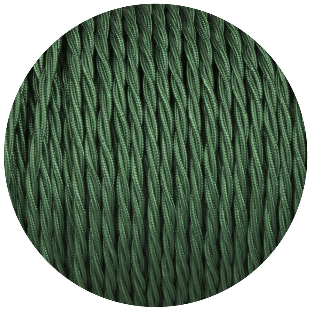 Forest Green Twisted Fabric Braided Cable-Fabric Cable-Yester Home