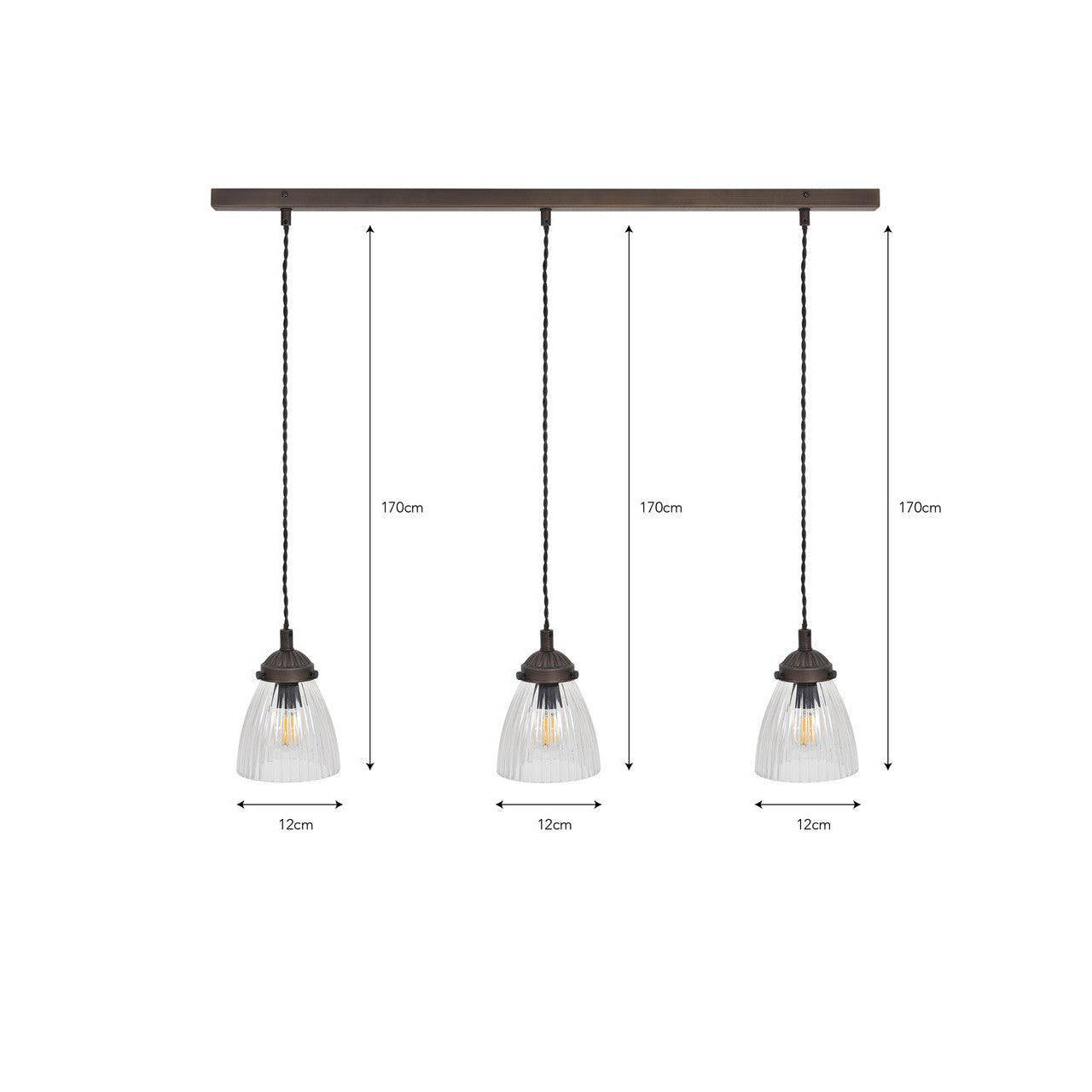 Fovant Glass Triple Pendant Light | Antique Bronze - Pendant & Ceiling Lights - Garden Trading - Yester Home