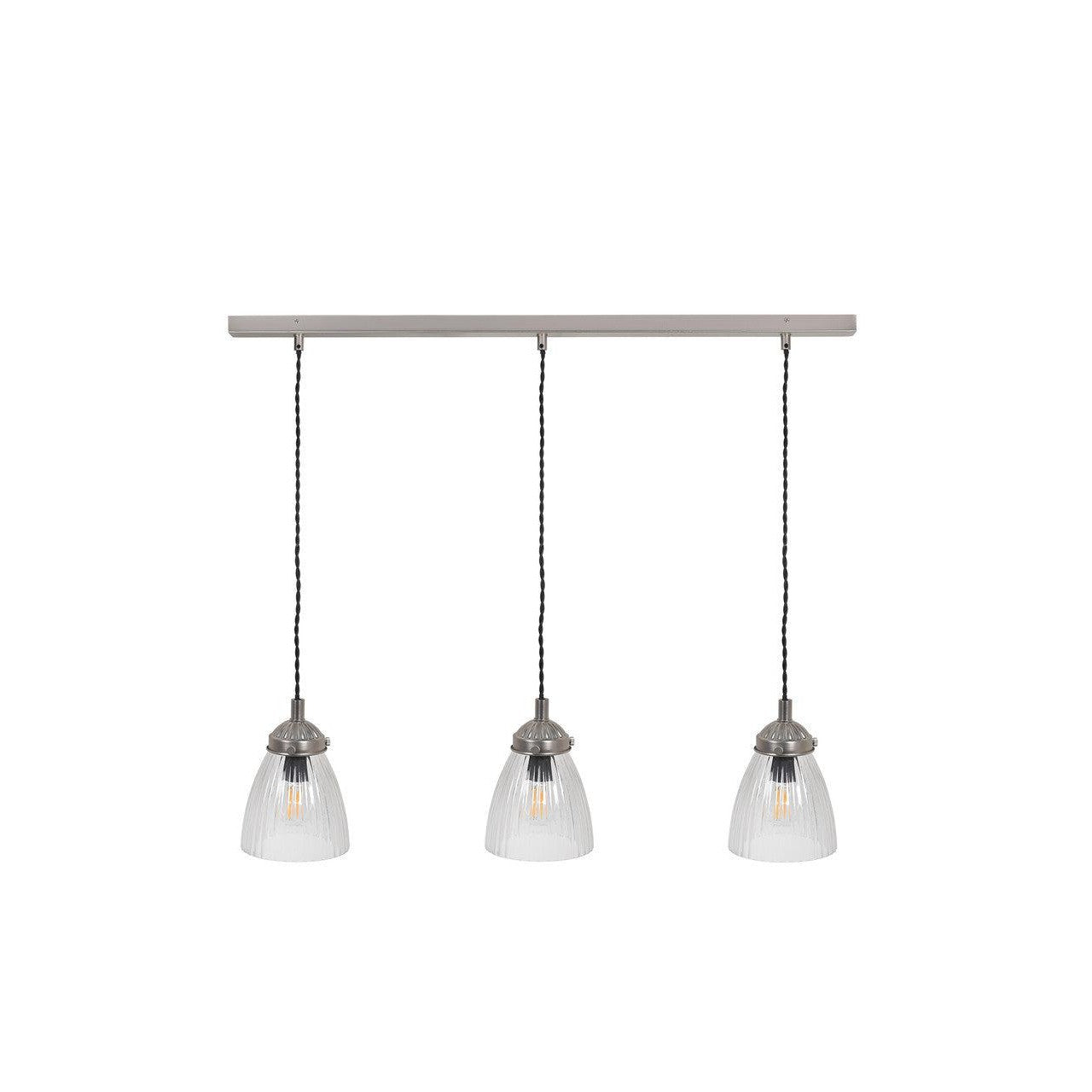 Fovant Glass Triple Pendant Light | Satin Nickel - Pendant & Ceiling Lights - Garden Trading - Yester Home