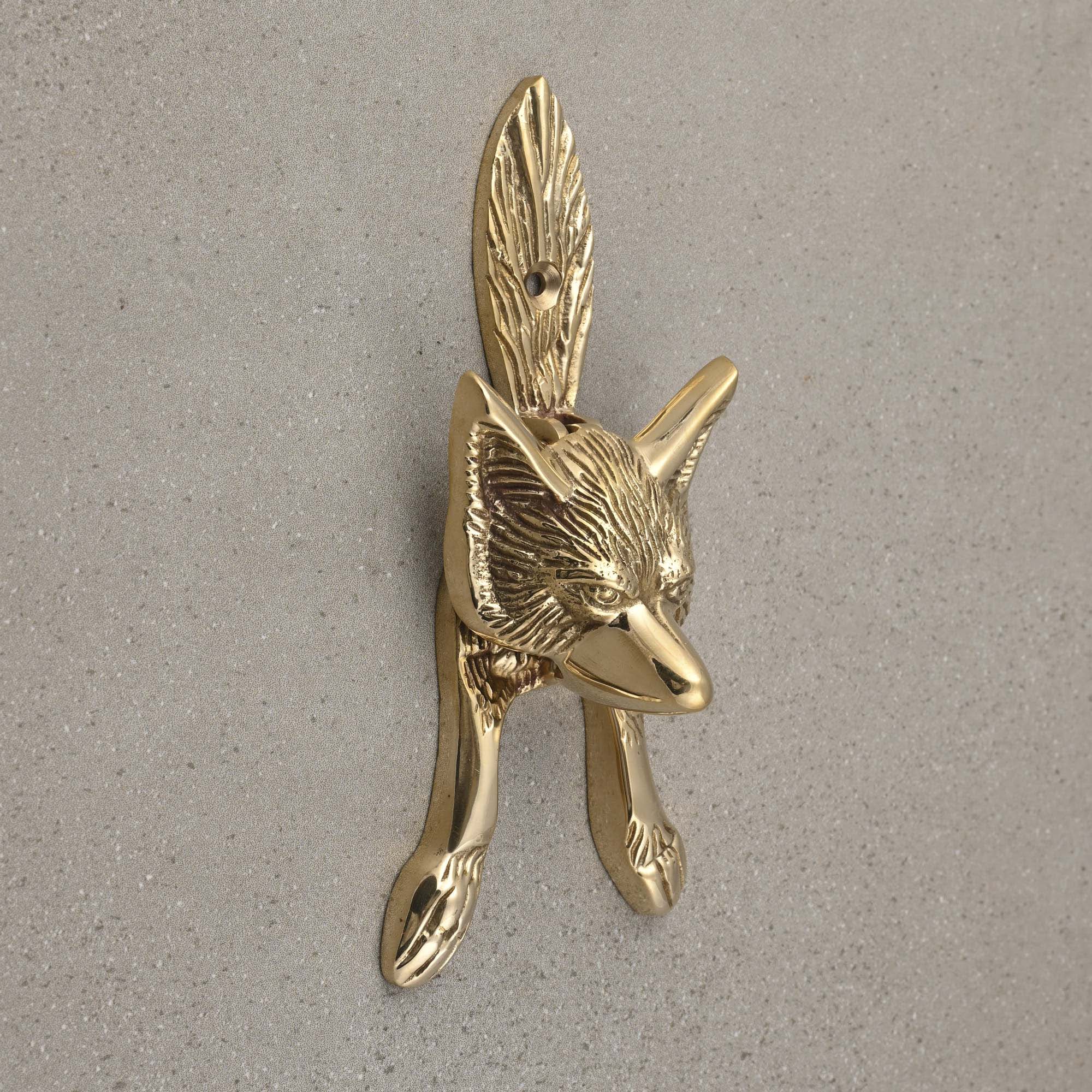 Fox Door Knocker | Solid Brass-Door Knocker-Yester Home