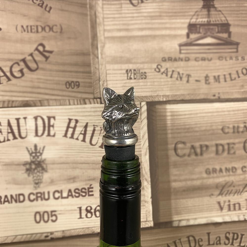 Fox Head Pewter Wine Bottle Stopper