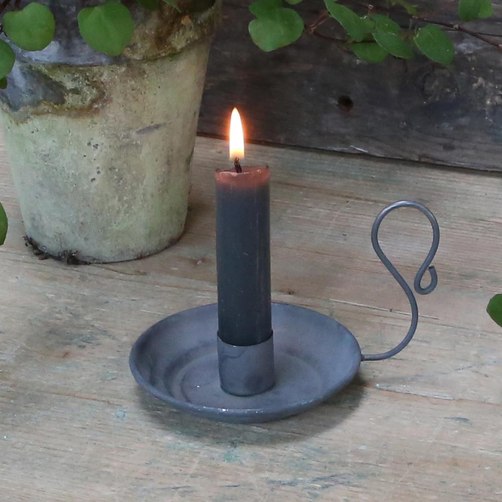 French Metal Candle Holder with Handle-Candle Holders-Yester Home