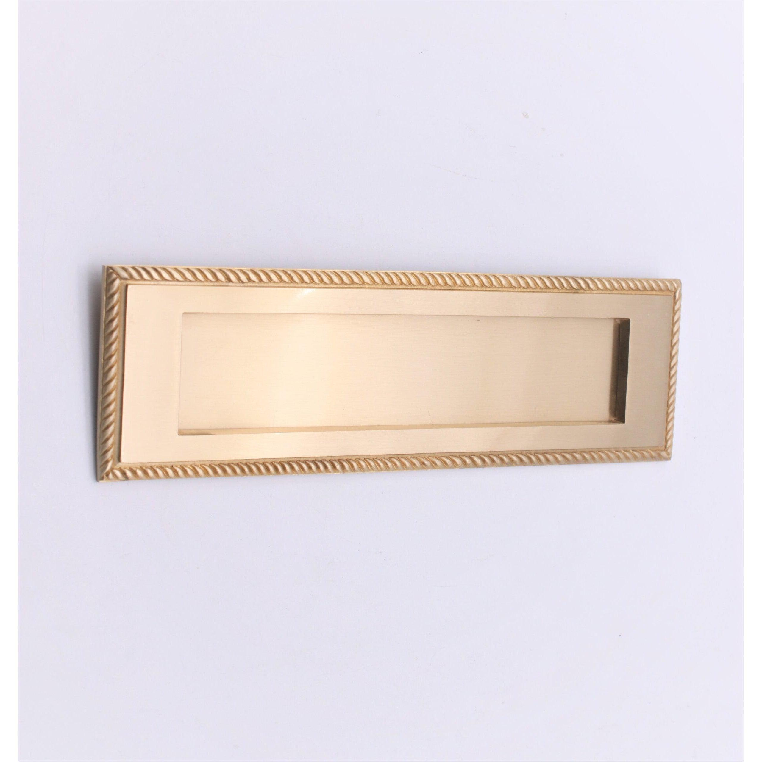 Georgian Letter Plate 250mm Satin Brass-Finger Plates & Letter Plates-Yester Home