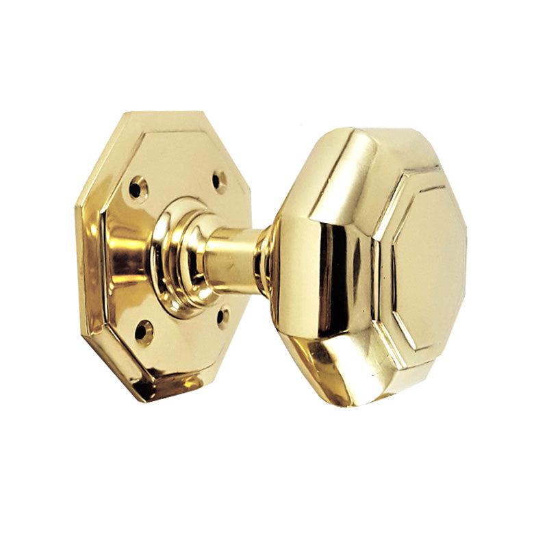Octagonal Mortice Door Knobs Polished Brass-Mortice Door Knobs-Yester Home