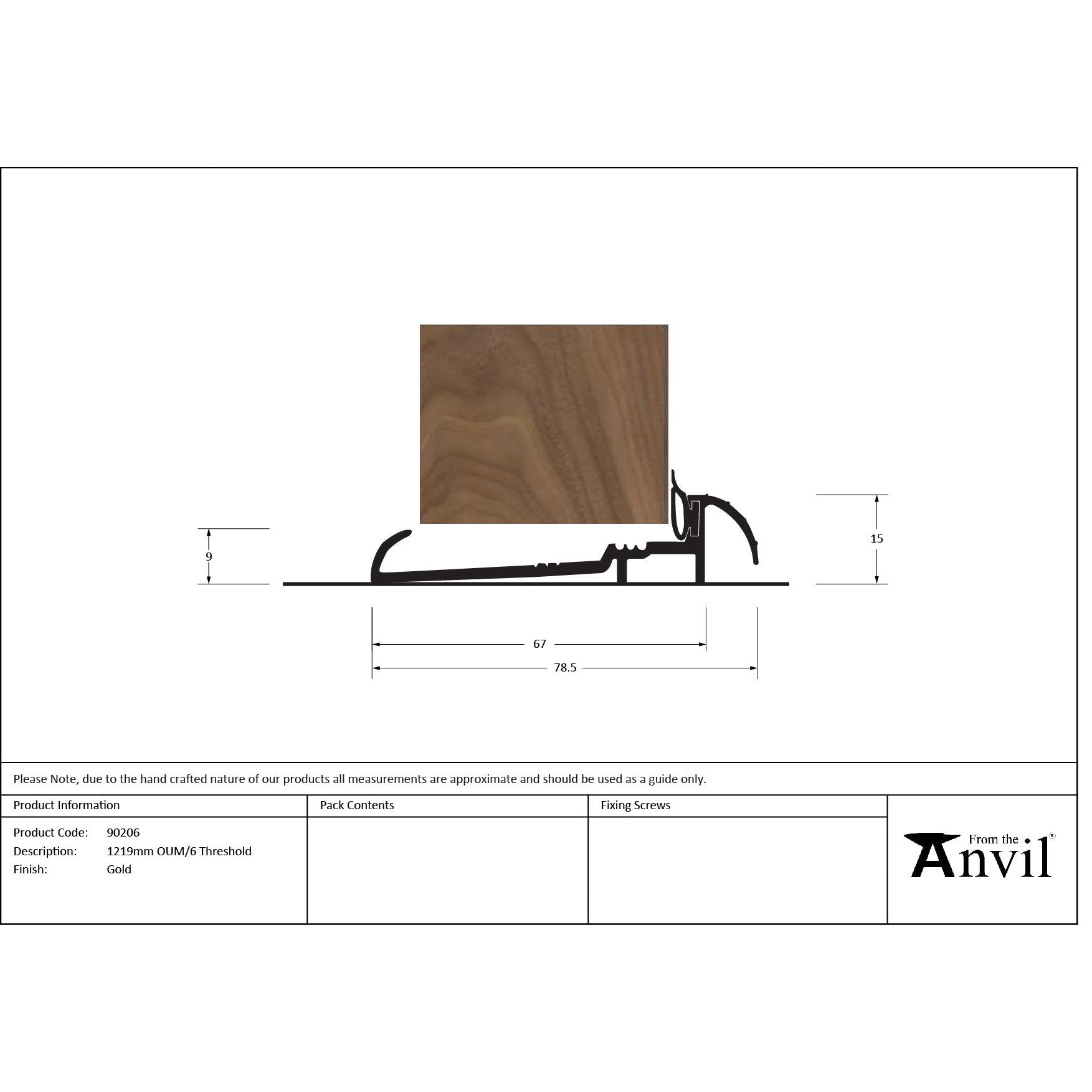 Gold 1219mm OUM/6 Threshold | From The Anvil - Thresholds - From The Anvil - Yester Home