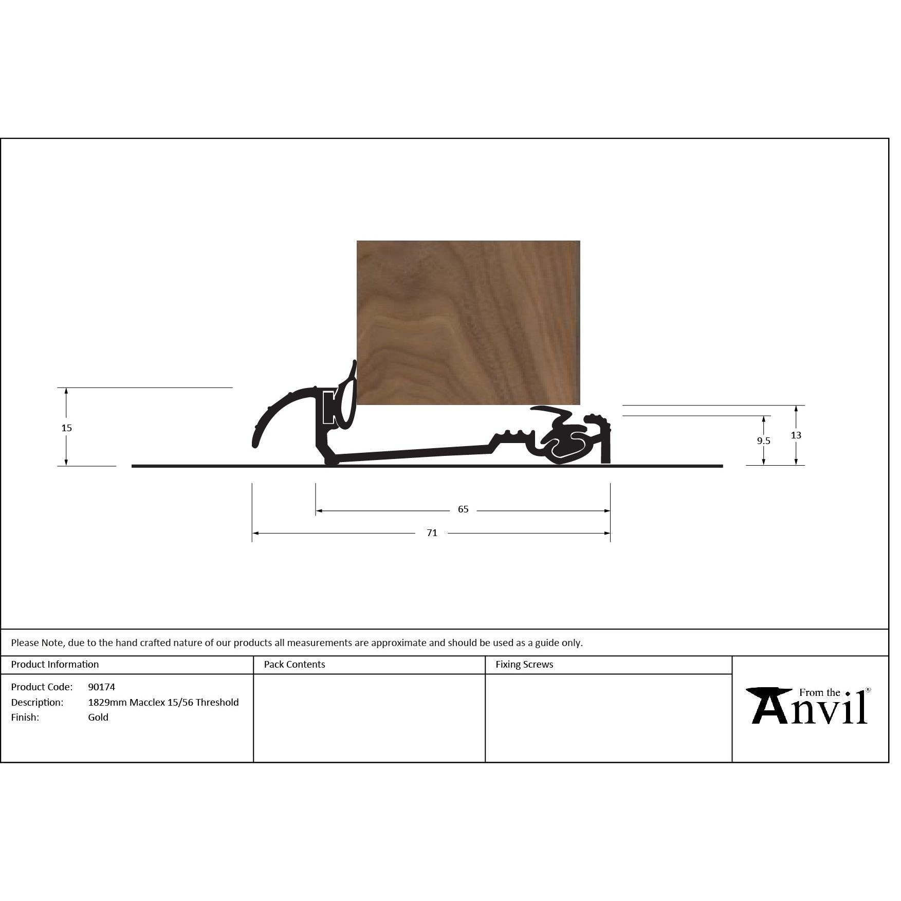 Gold 1829mm Macclex 15/56 Threshold | From The Anvil - Thresholds - From The Anvil - Yester Home