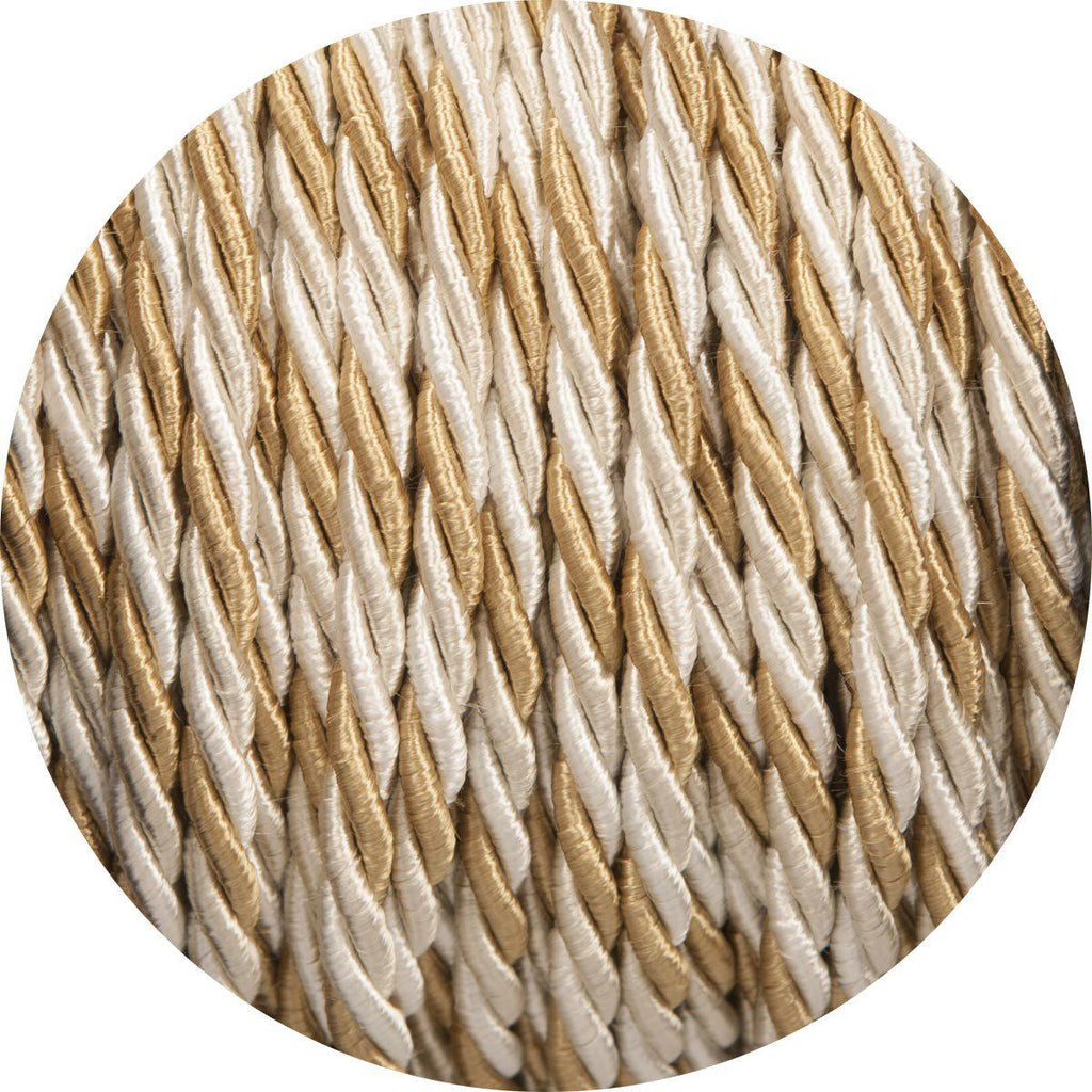 Gold & Cream Velvet Twisted Fabric Cable-Fabric Cable-Yester Home