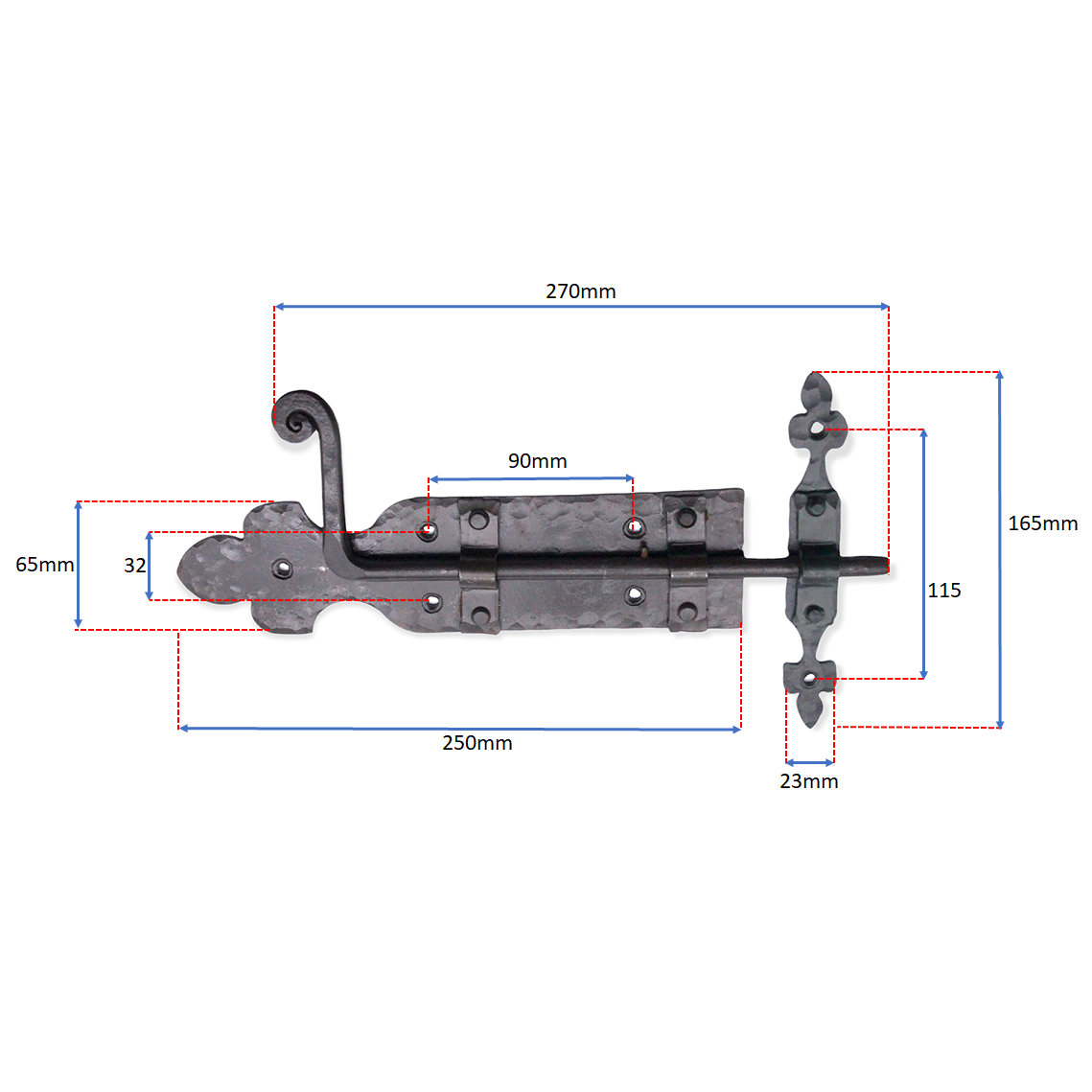 Gothic Cabinet Lock Matt Black-Cabinet Locks-Yester Home