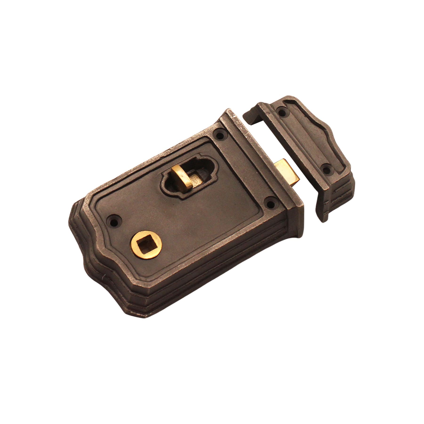 Gothic Rim Lock 105mm Pewter-Rim Locks-Yester Home