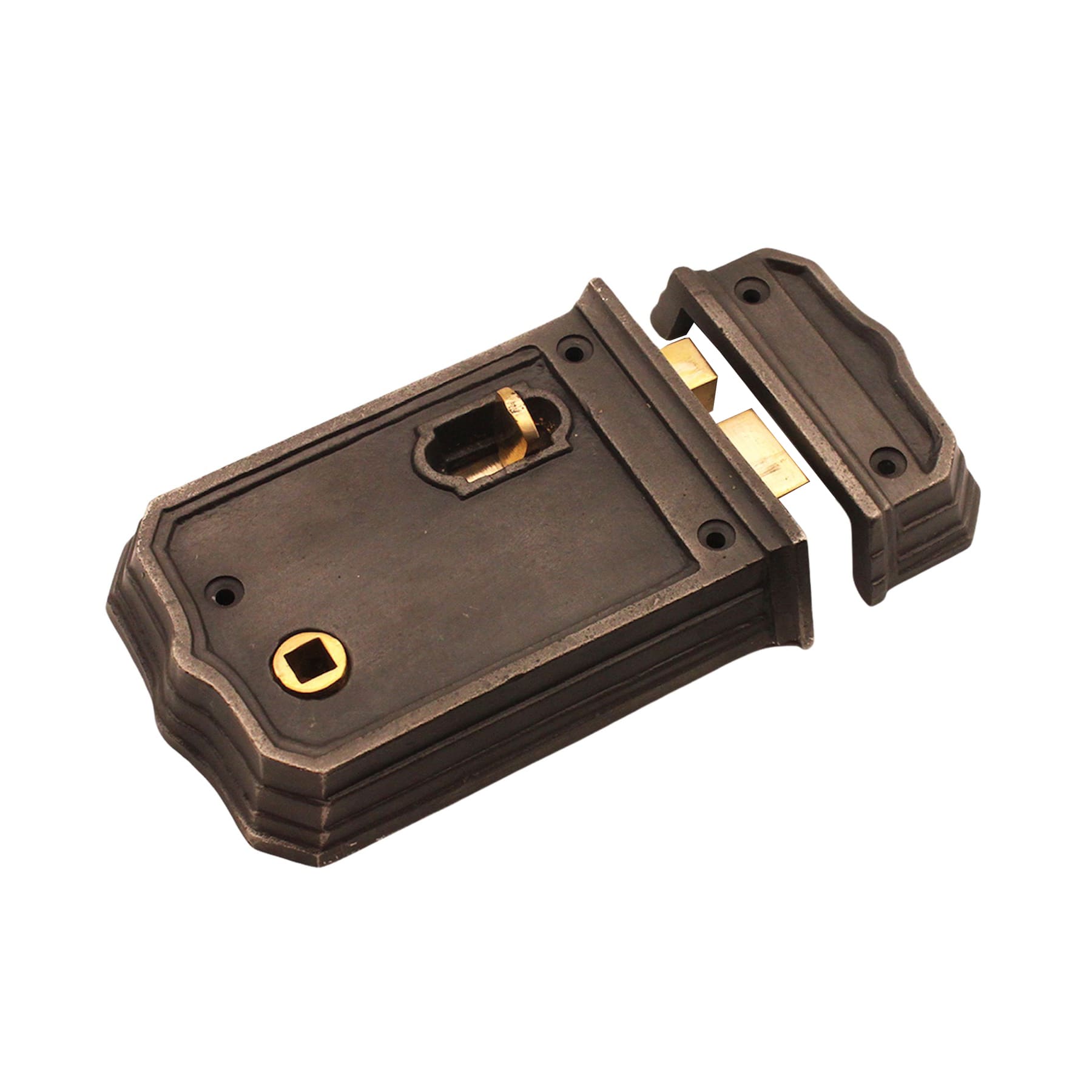 Gothic Rim Lock 125mm Pewter-Rim Locks-Yester Home