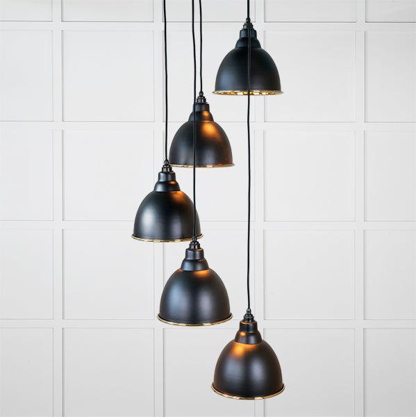 Hammered Brass Brindley Cluster Pendant in Elan Black | From The Anvil