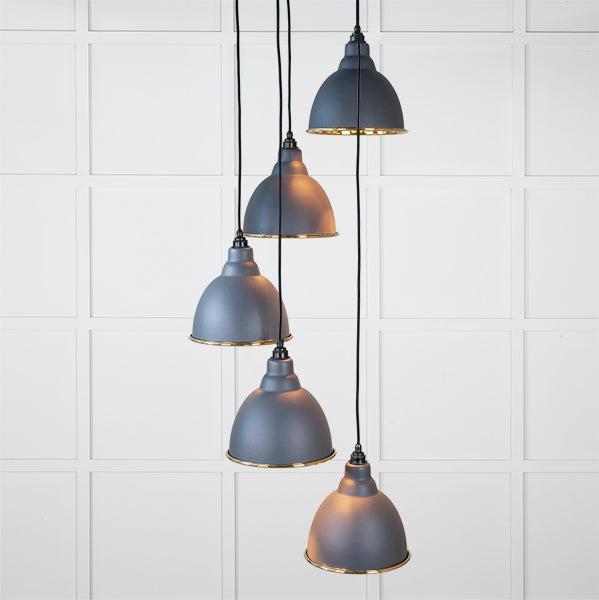 Hammered Brass Brindley Cluster Pendant in Slate | From The Anvil-Cluster Pendants-Yester Home