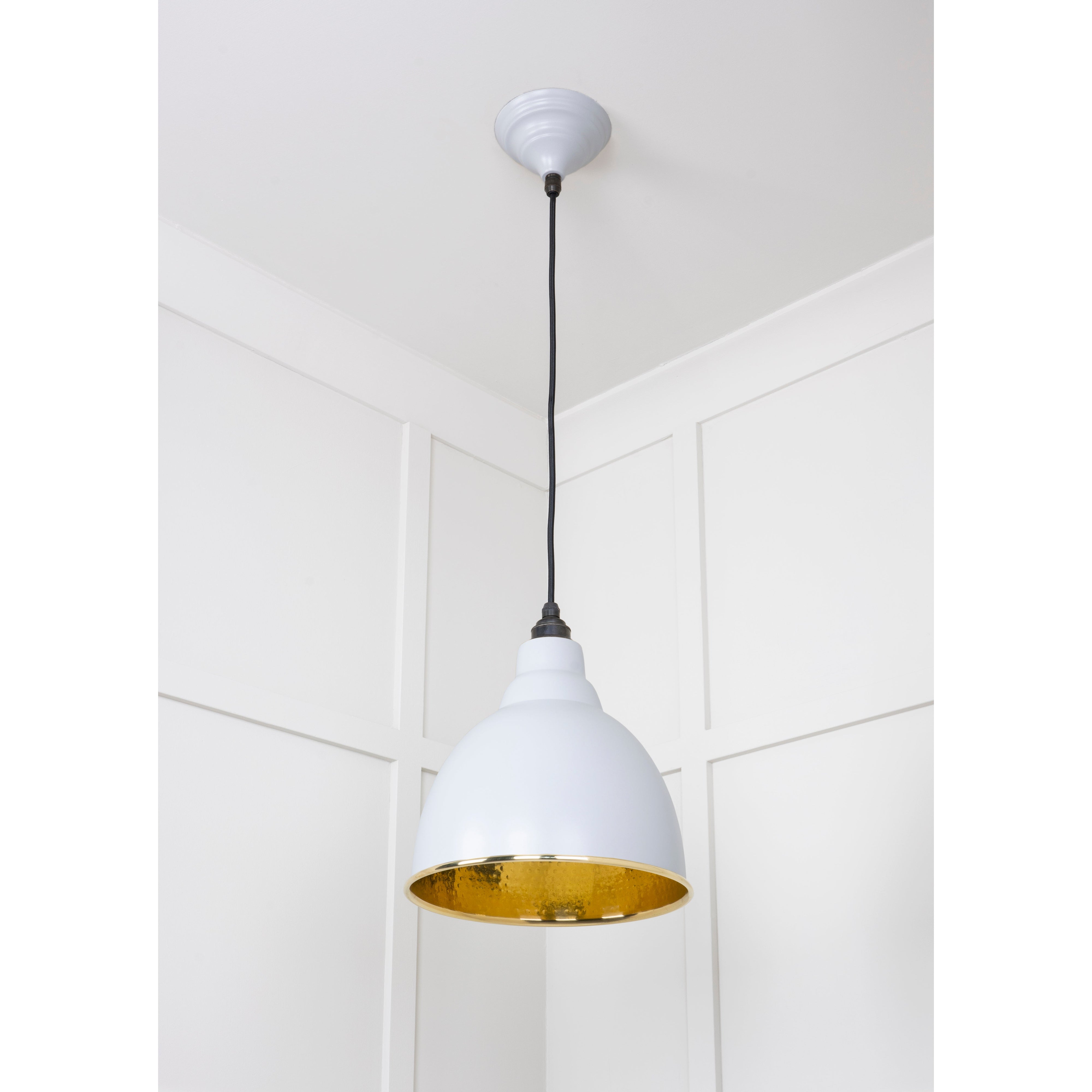 Hammered Brass Brindley Pendant in Birch | From The Anvil-Brindley-Yester Home