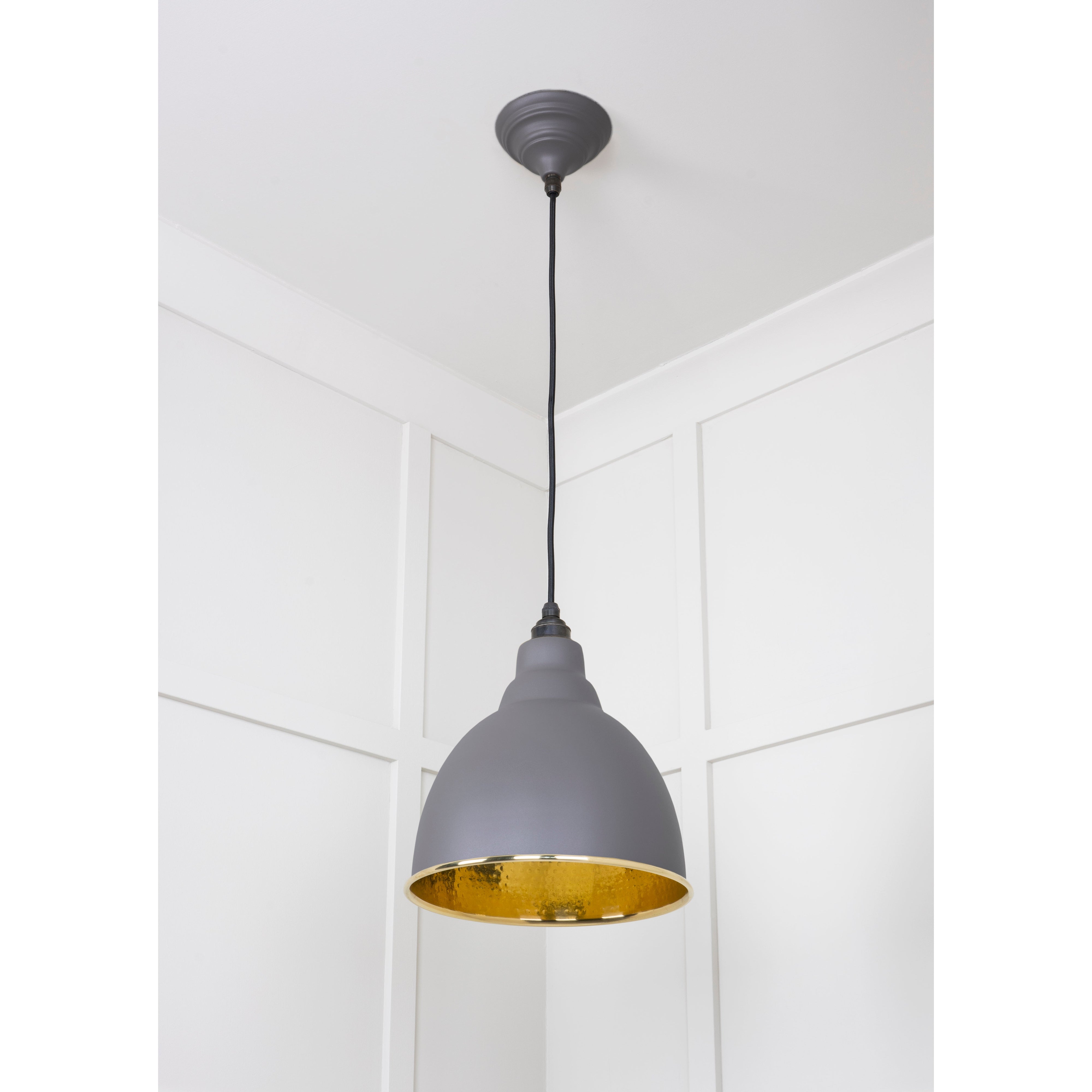 Hammered Brass Brindley Pendant in Bluff | From The Anvil-Brindley-Yester Home