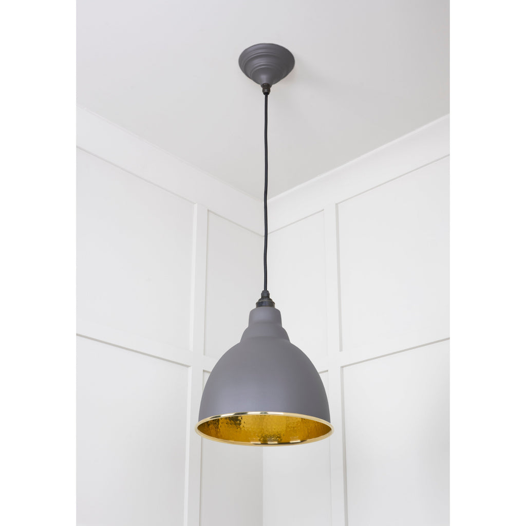 Hammered Brass Brindley Pendant in Bluff | From The Anvil