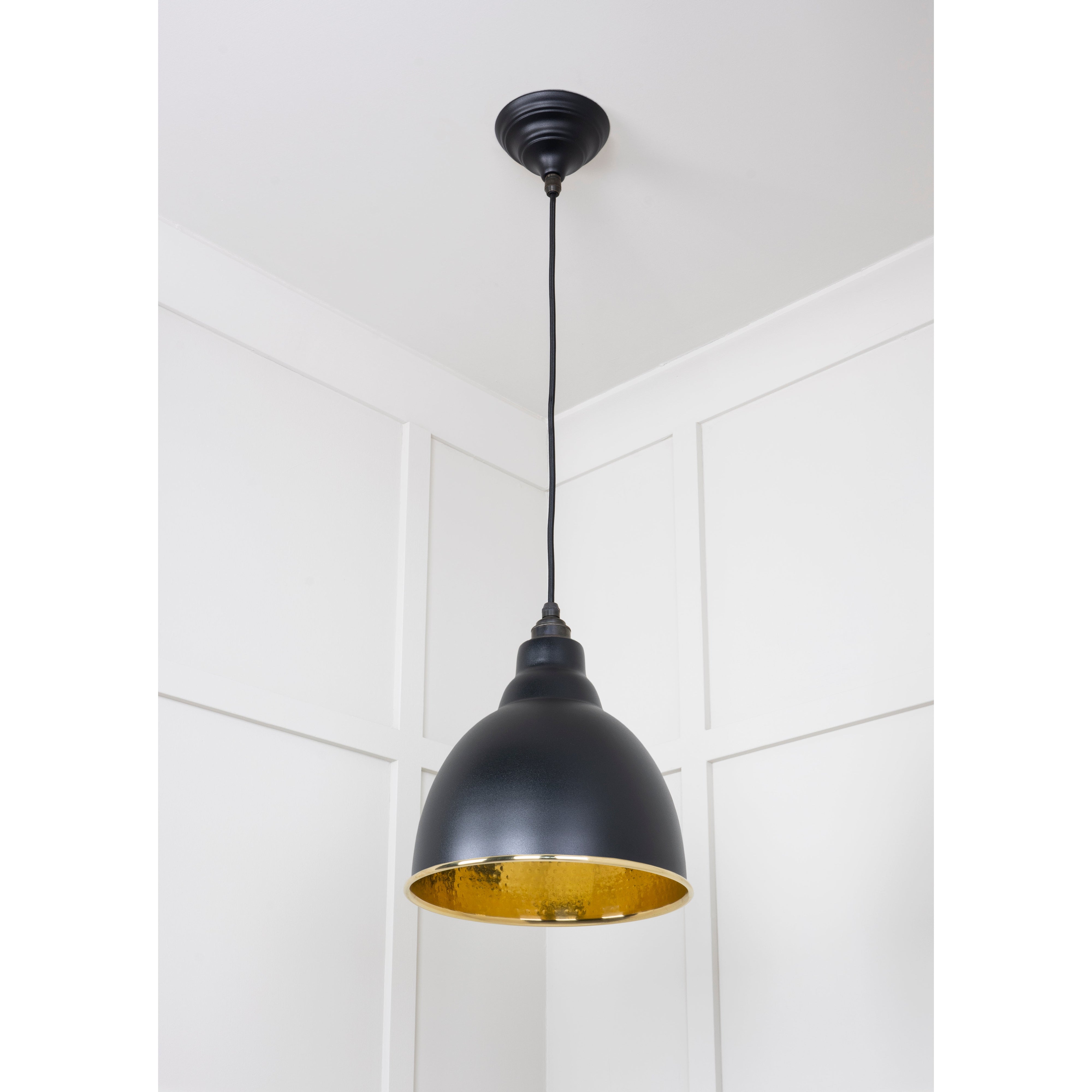 Hammered Brass Brindley Pendant in Elan Black | From The Anvil-Brindley-Yester Home