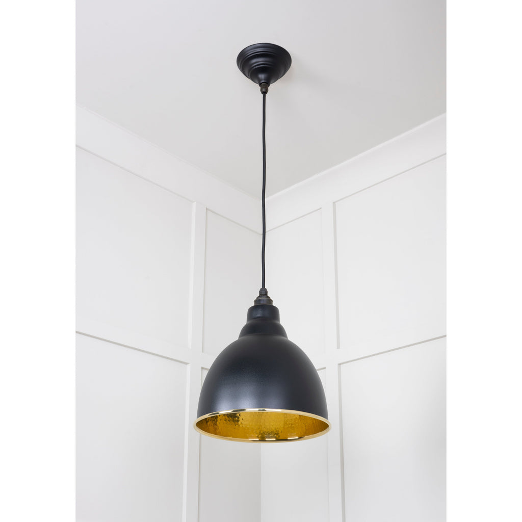 Hammered Brass Brindley Pendant in Elan Black | From The Anvil