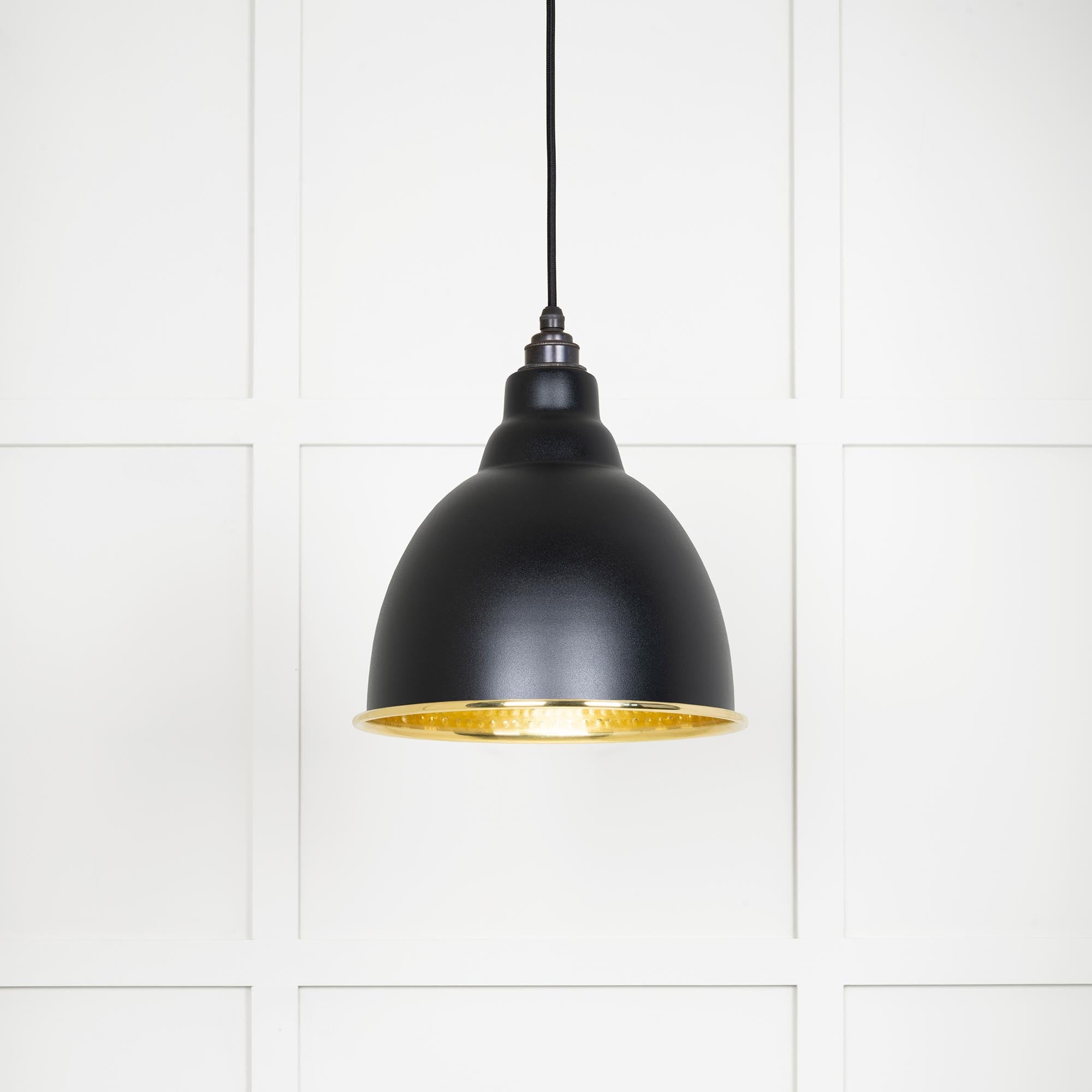 Hammered Brass Brindley Pendant in Elan Black | From The Anvil - Brindley - From The Anvil - Yester Home