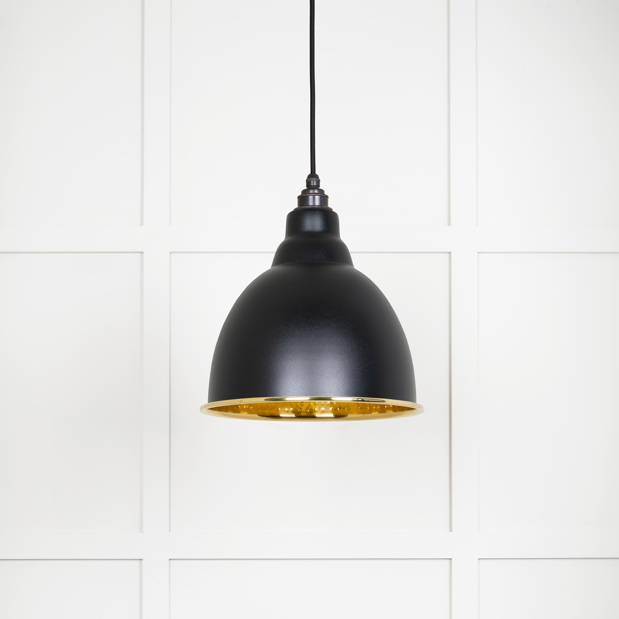 Hammered Brass Brindley Pendant in Elan Black | From The Anvil - Brindley - From The Anvil - Yester Home