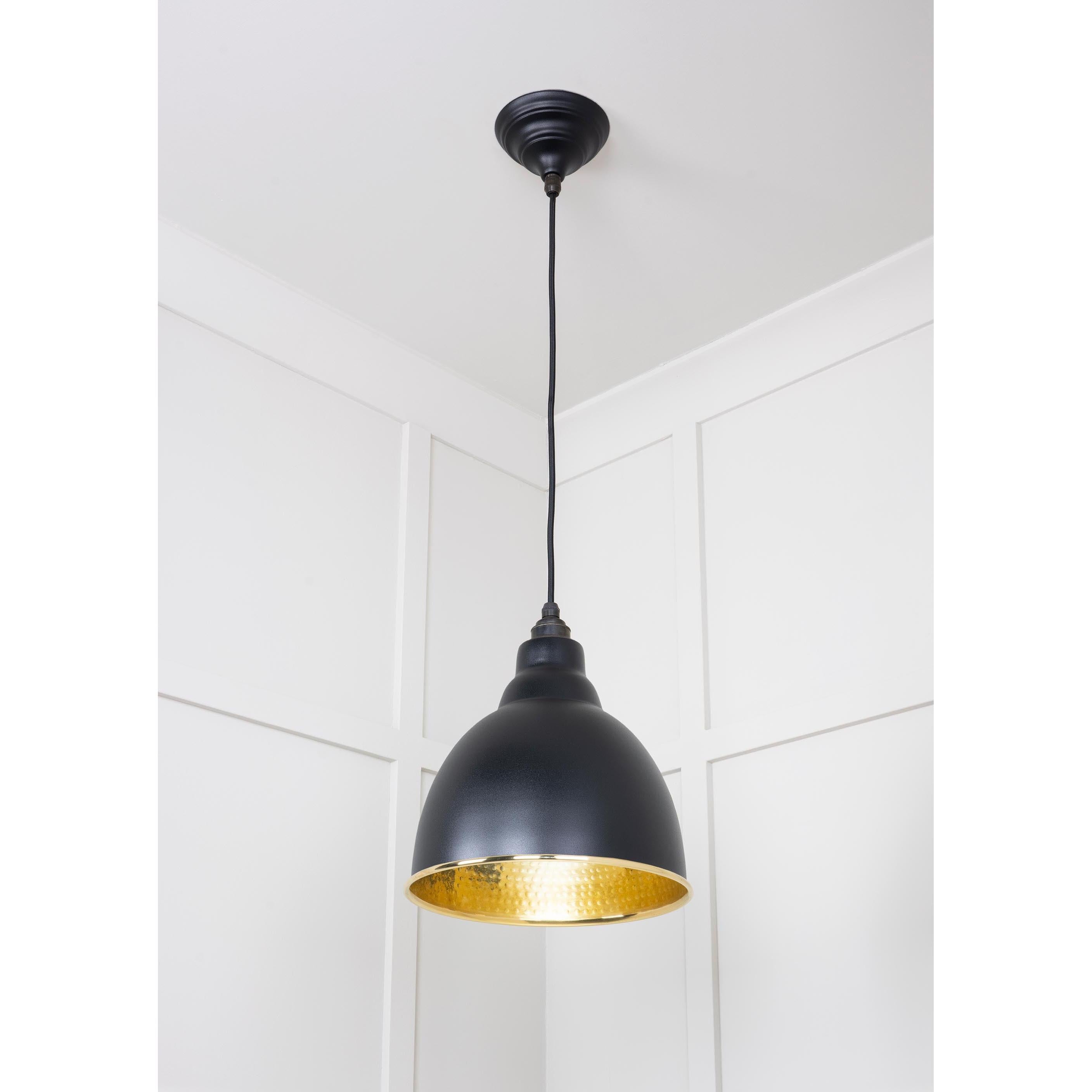 Hammered Brass Brindley Pendant in Elan Black | From The Anvil - Brindley - From The Anvil - Yester Home
