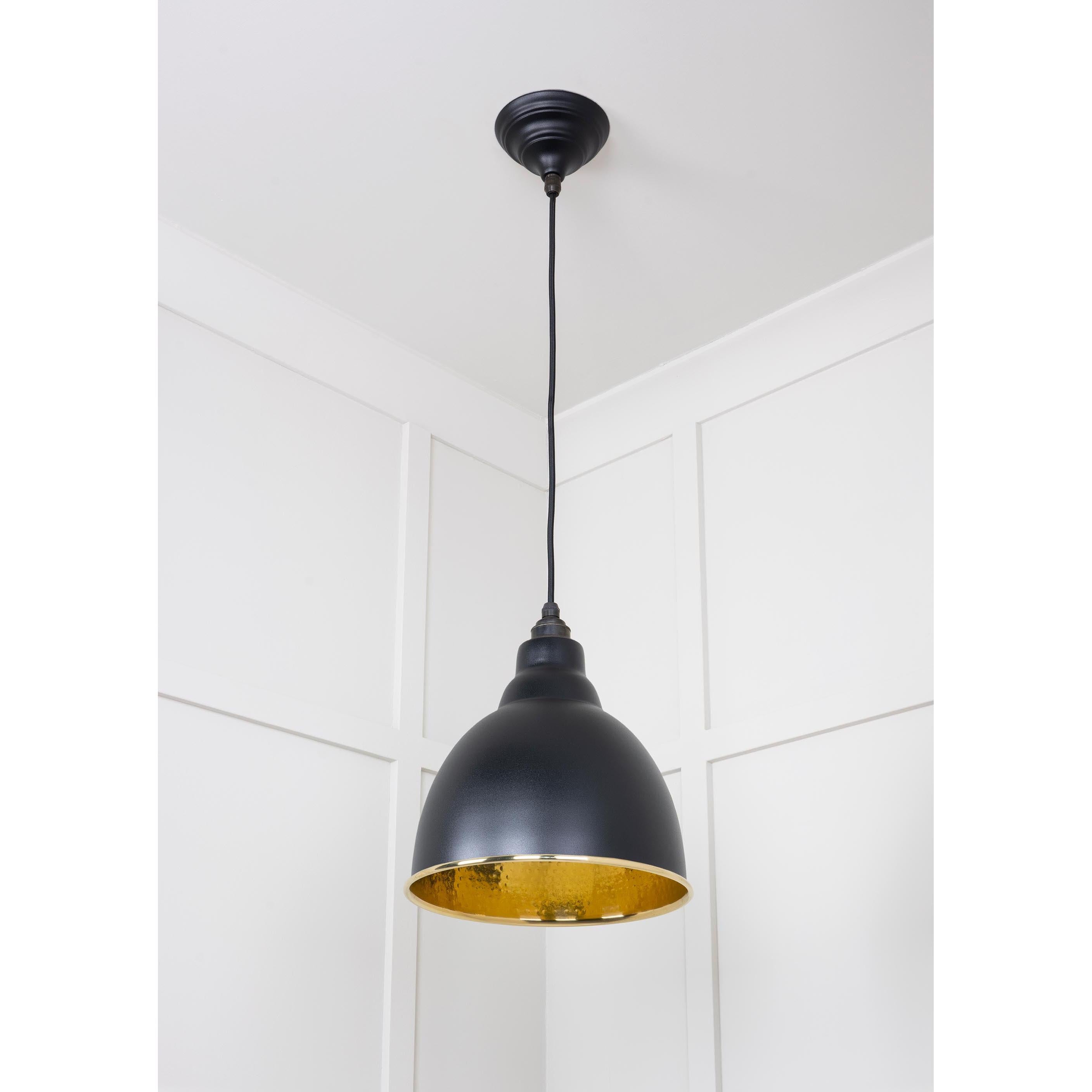 Hammered Brass Brindley Pendant in Elan Black | From The Anvil - Brindley - From The Anvil - Yester Home