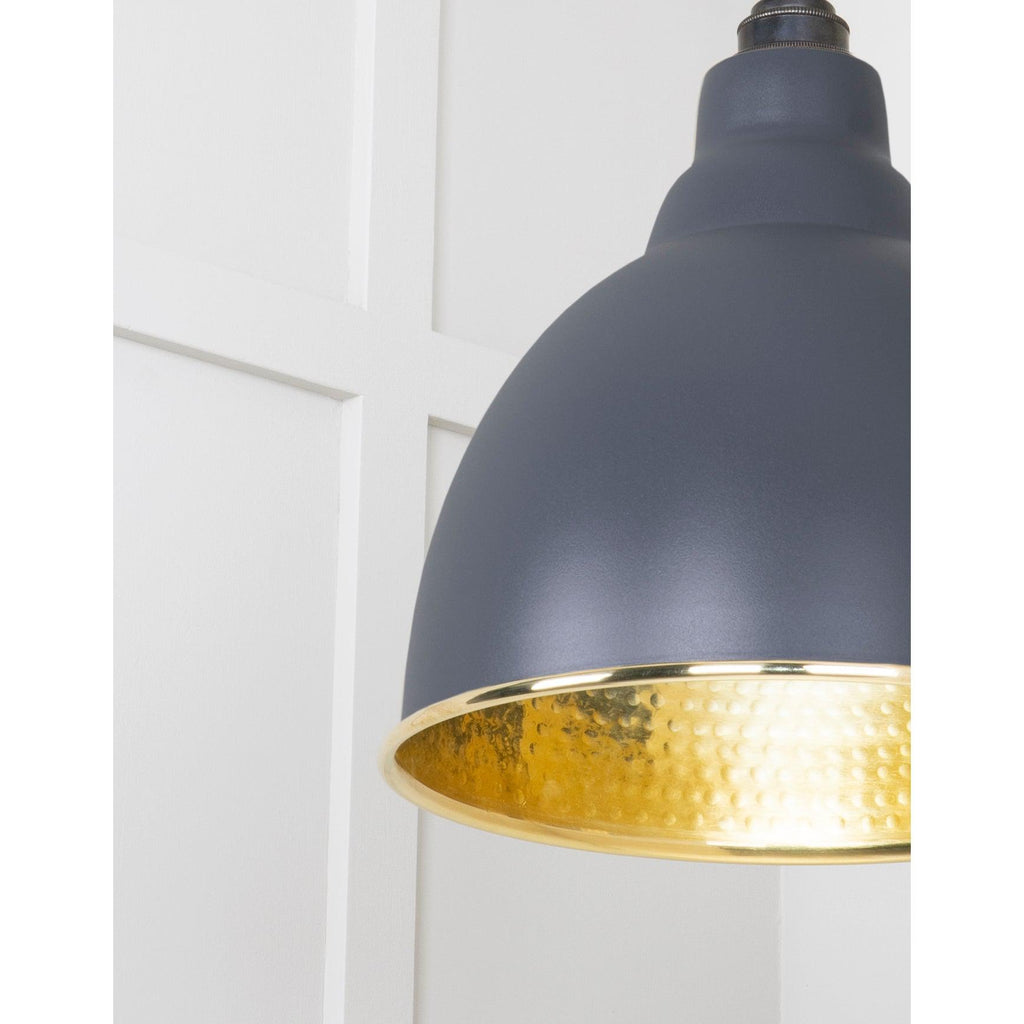 Hammered Brass Brindley Pendant in Slate | From The Anvil