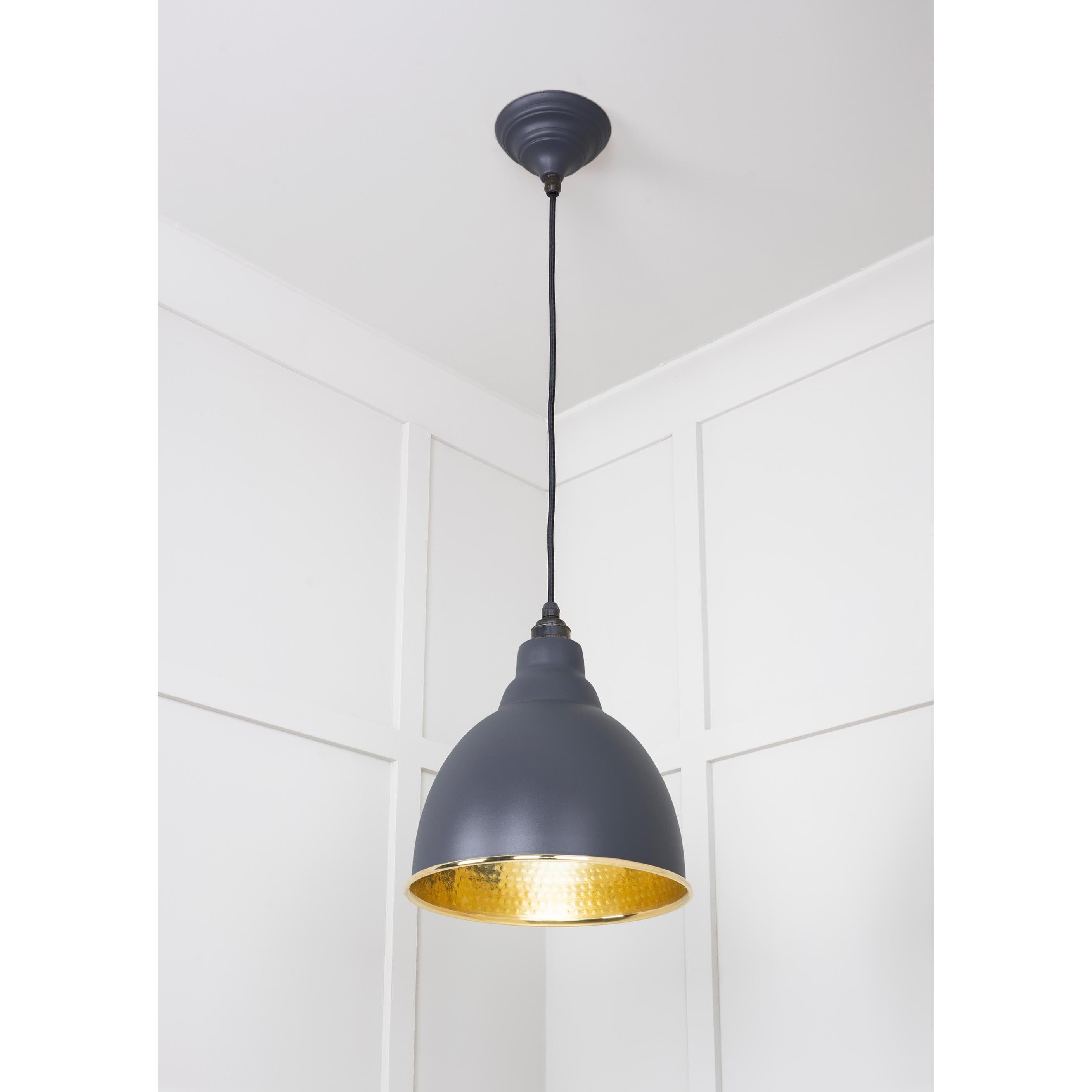 Hammered Brass Brindley Pendant in Slate | From The Anvil - Brindley - From The Anvil - Yester Home