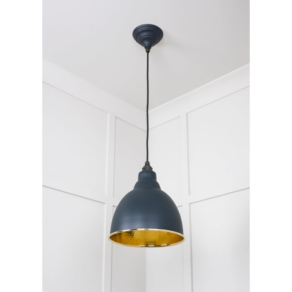 Hammered Brass Brindley Pendant in Soot | From The Anvil