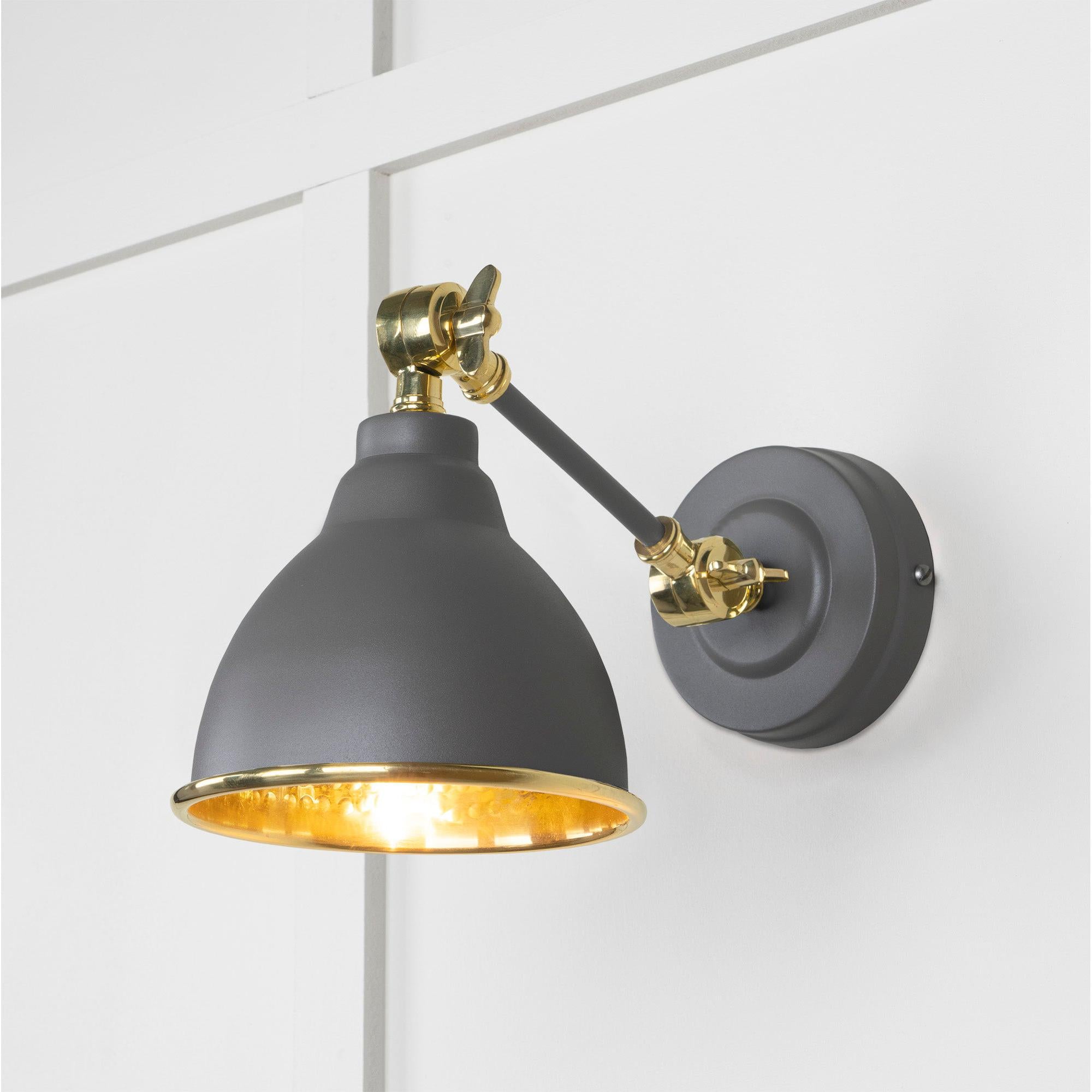 Hammered Brass Brindley Wall Light in Bluff | From The Anvil - Wall Lights - From The Anvil - Yester Home