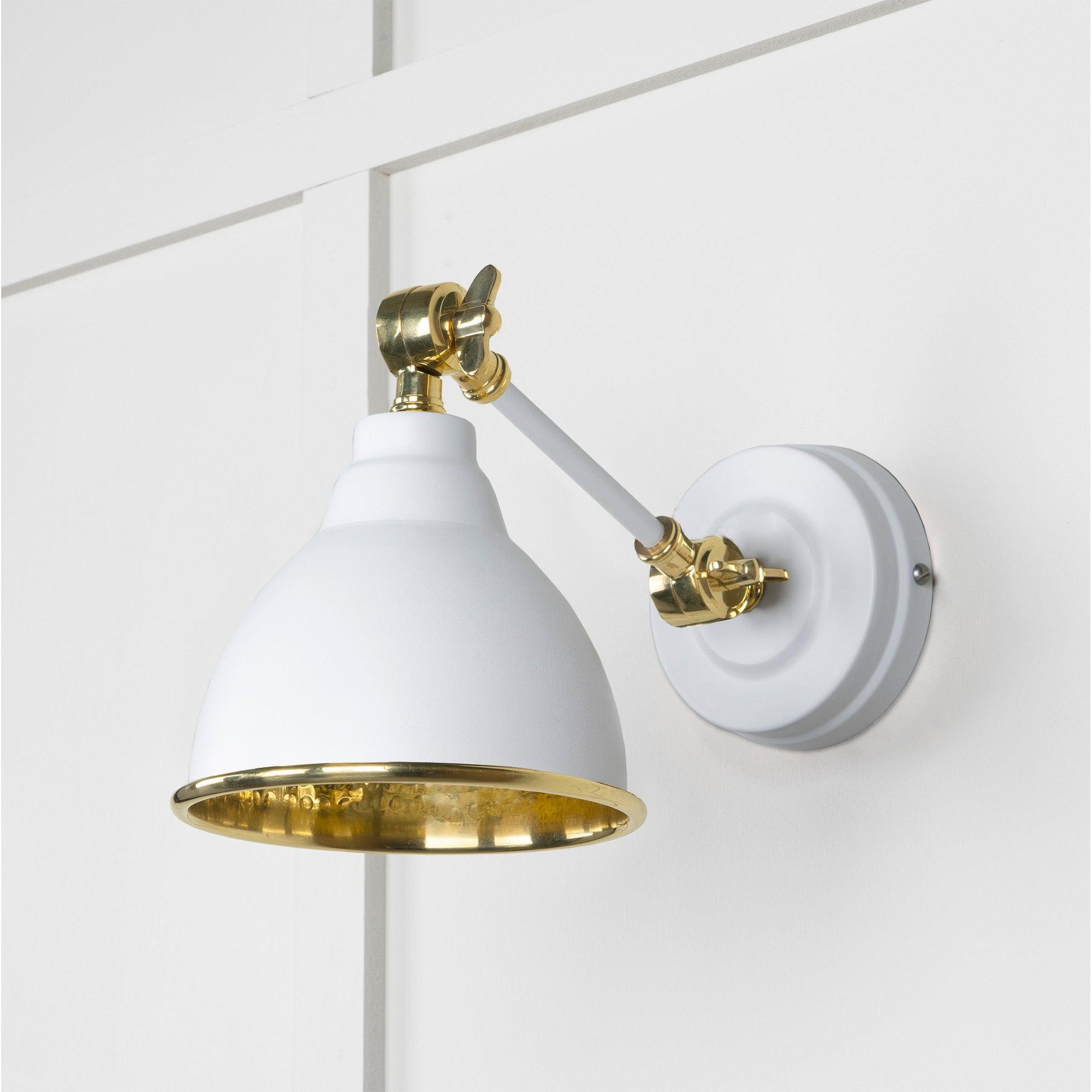 Hammered Brass Brindley Wall Light in Flock | From The Anvil-Wall Lights-Yester Home