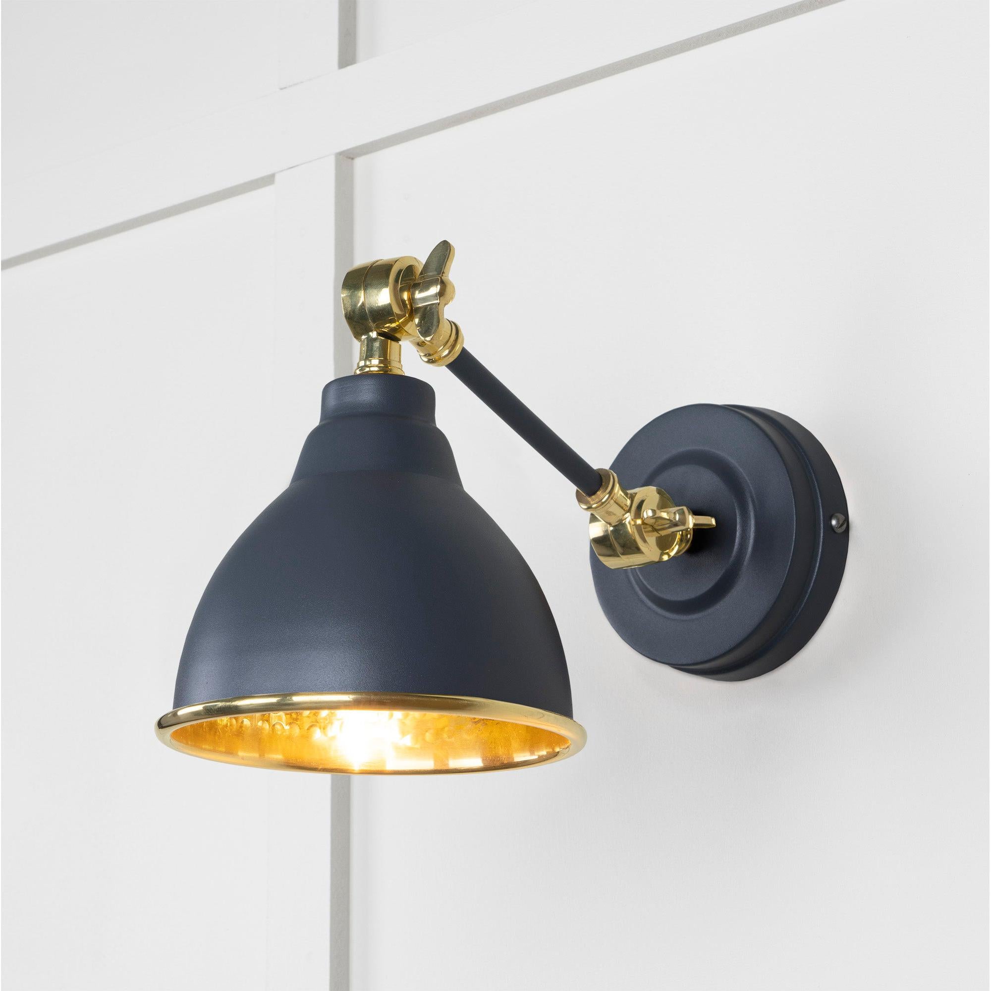 Hammered Brass Brindley Wall Light in Slate | From The Anvil - Wall Lights - From The Anvil - Yester Home