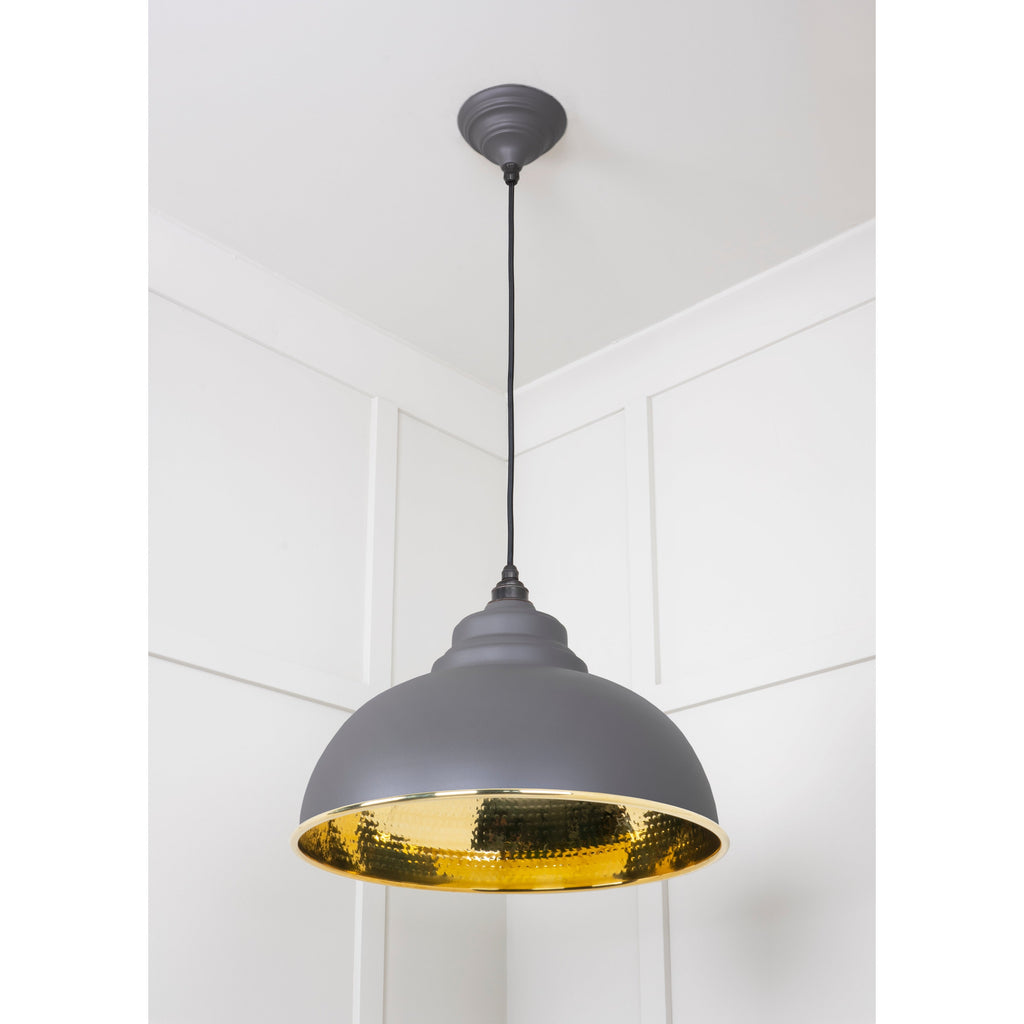 Hammered Brass Harborne Pendant in Bluff | From The Anvil