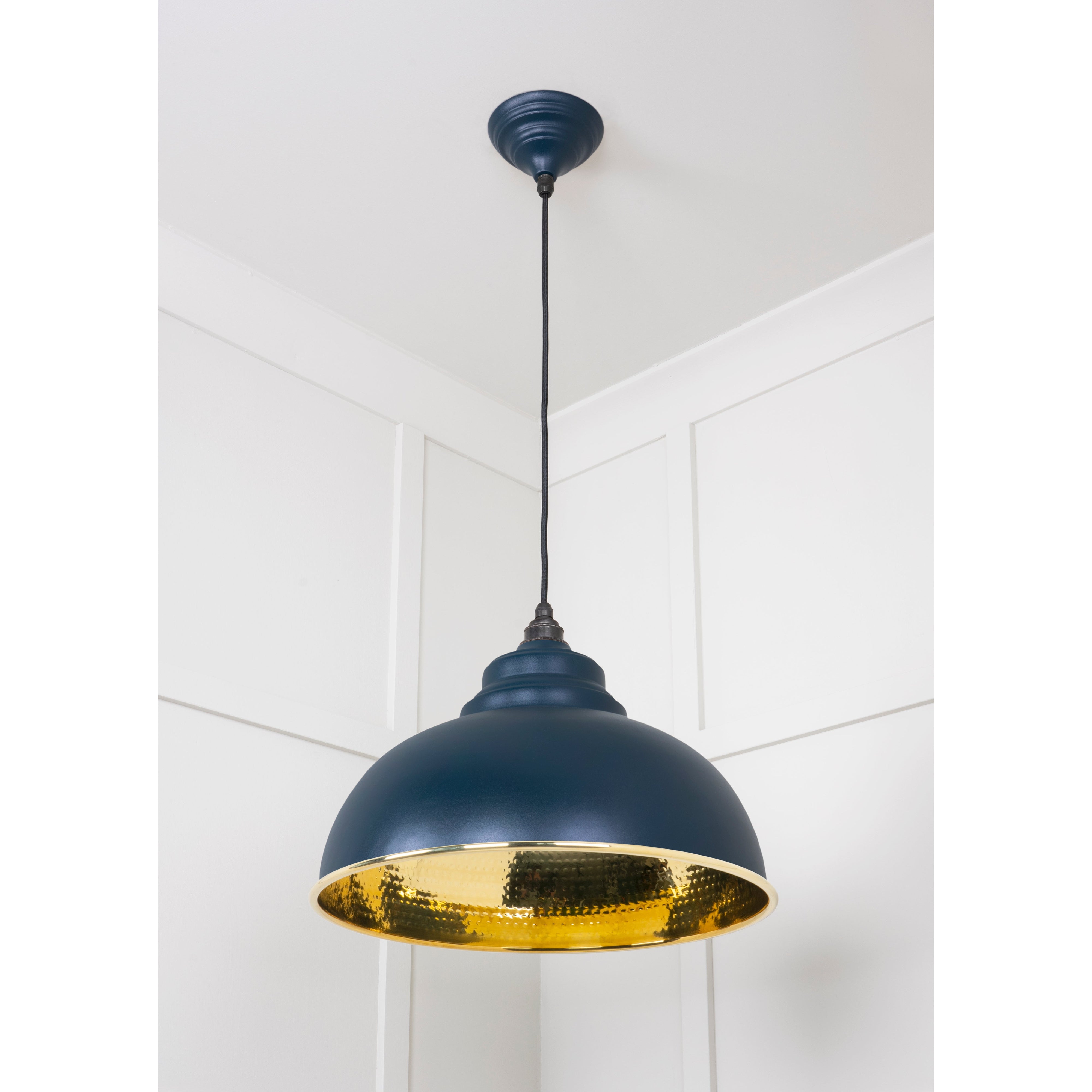 Hammered Brass Harborne Pendant in Dusk | From The Anvil-Harborne-Yester Home