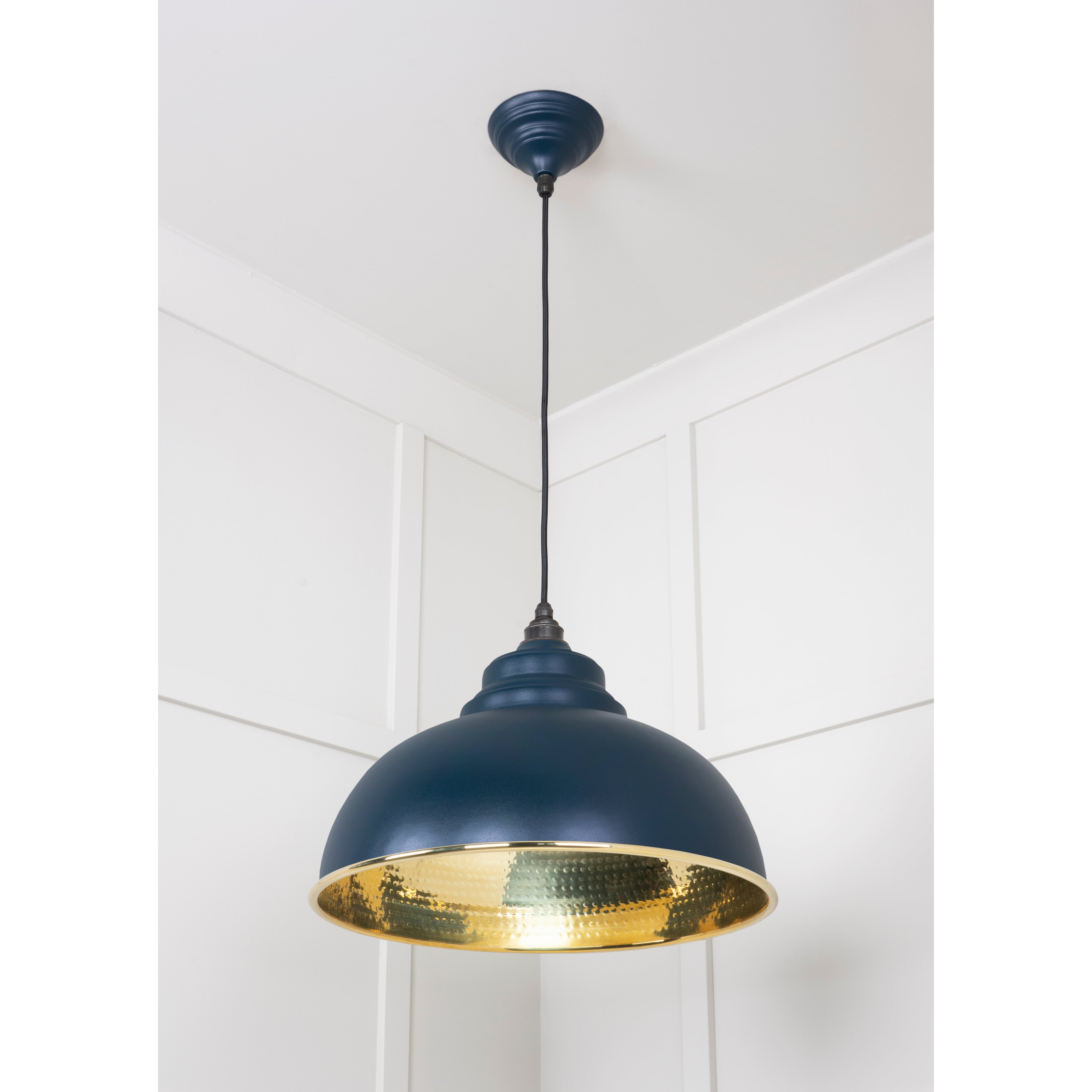 Hammered Brass Harborne Pendant in Dusk | From The Anvil-Harborne-Yester Home