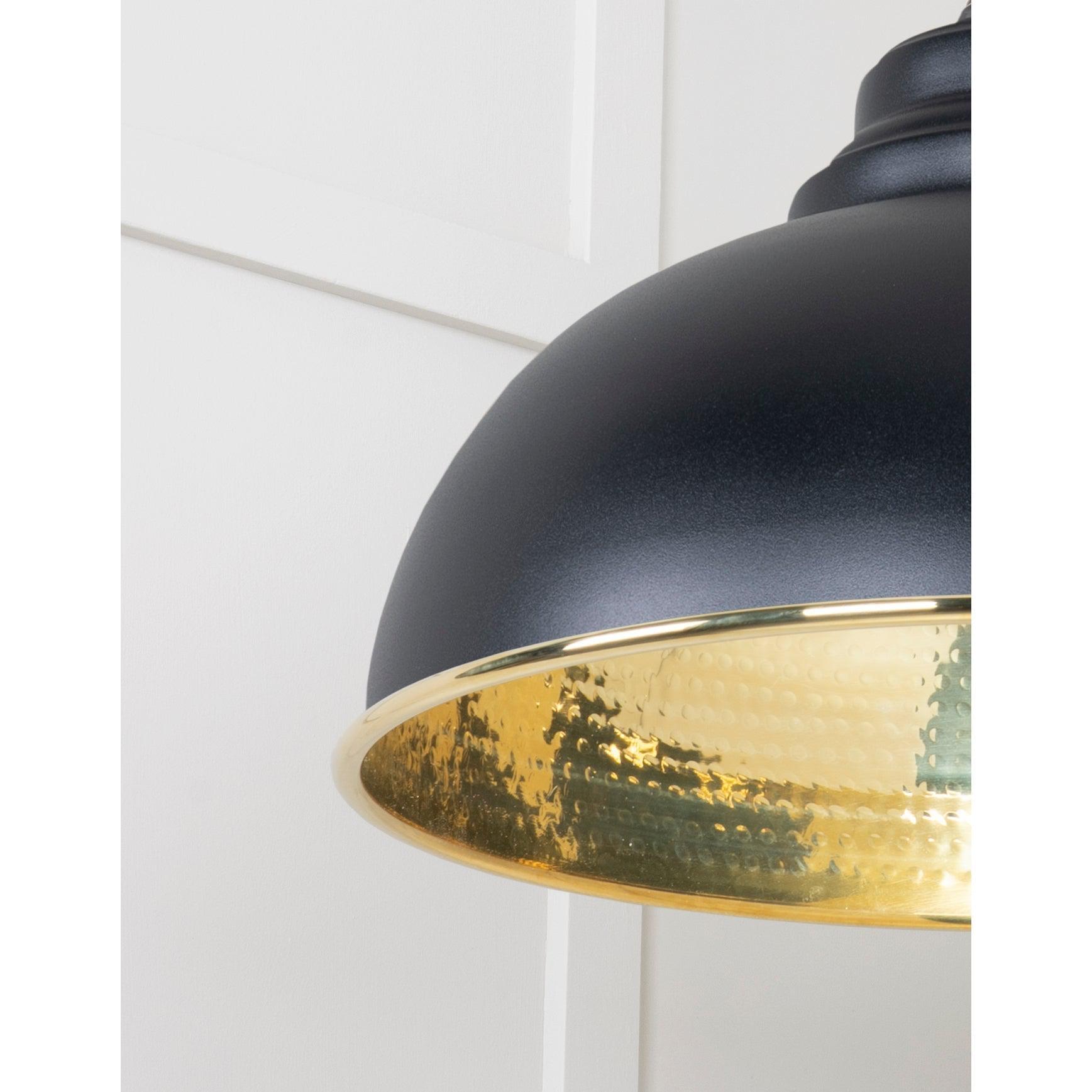 Hammered Brass Harborne Pendant in Elan Black | From The Anvil-Harborne-Yester Home
