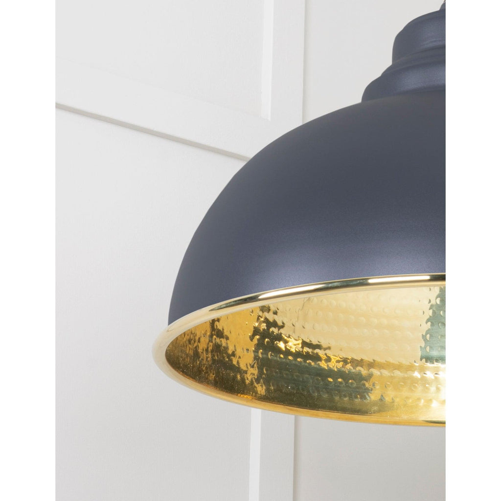 Hammered Brass Harborne Pendant in Slate | From The Anvil