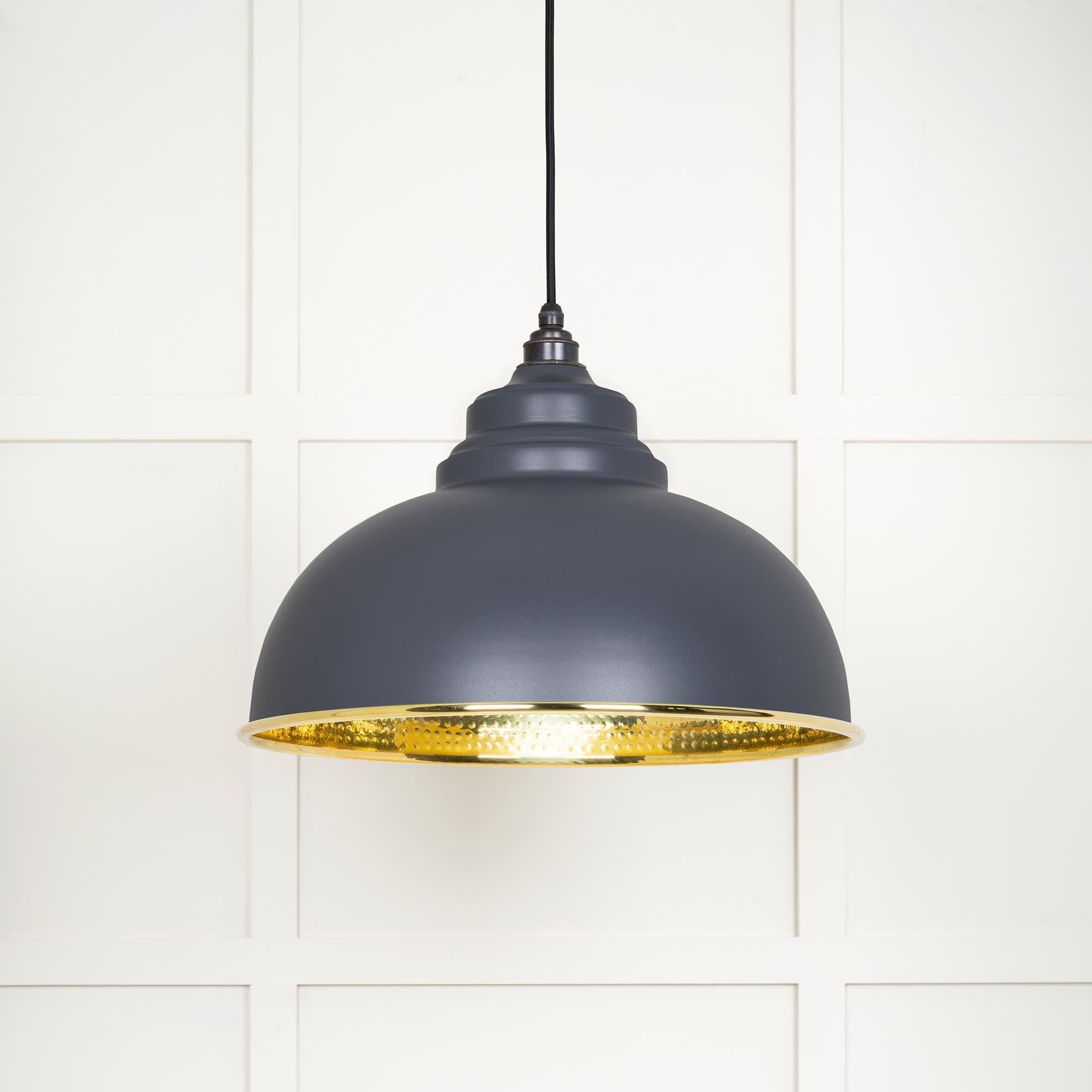 Hammered Brass Harborne Pendant in Slate | From The Anvil - Harborne - From The Anvil - Yester Home