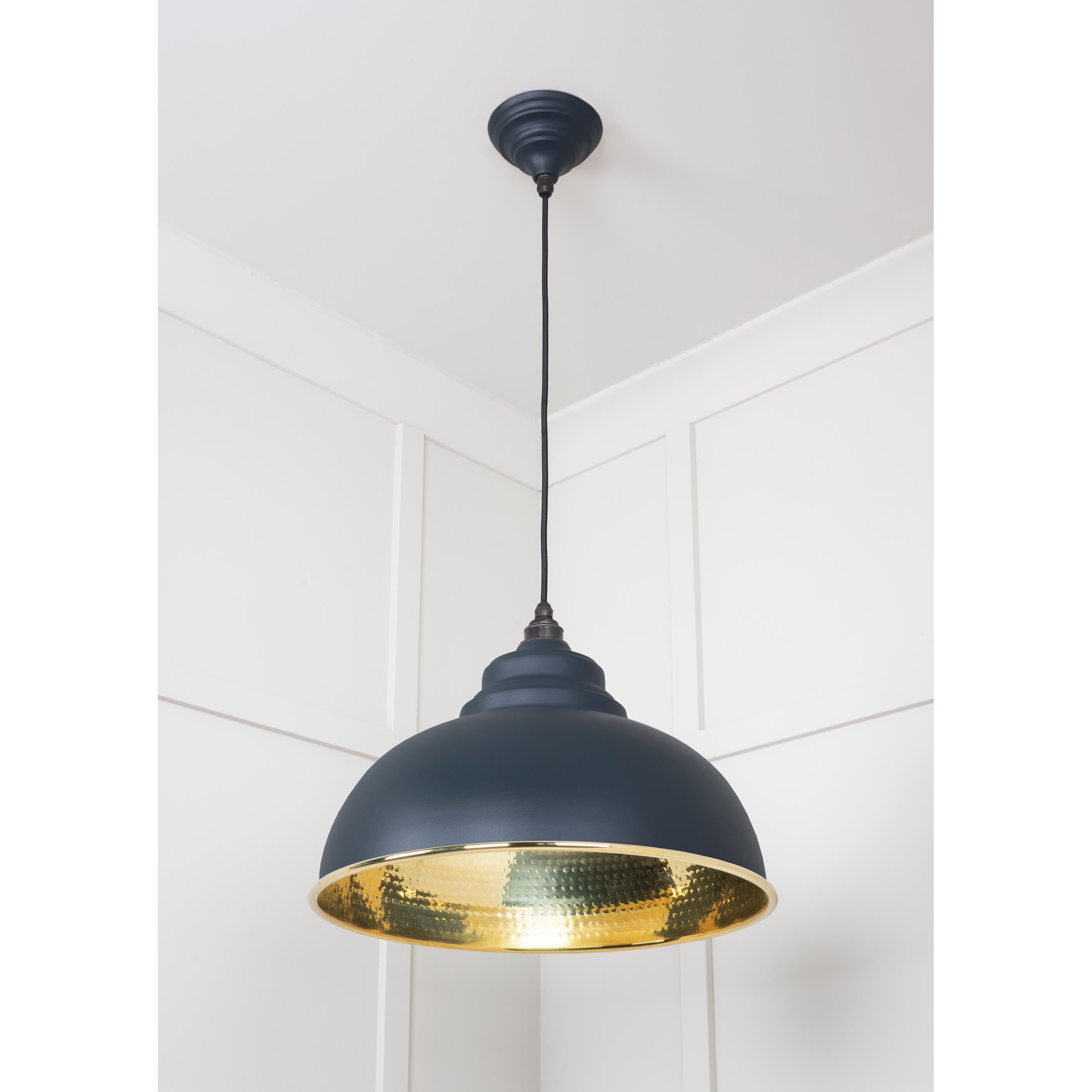 Hammered Brass Harborne Pendant in Soot | From The Anvil - Harborne - From The Anvil - Yester Home