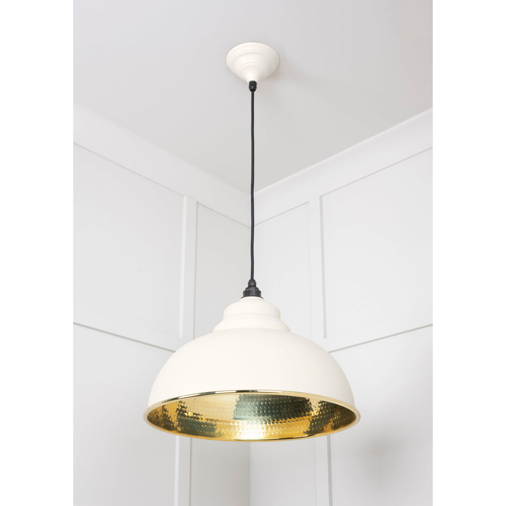 Hammered Brass Harborne Pendant in Teasel | From The Anvil