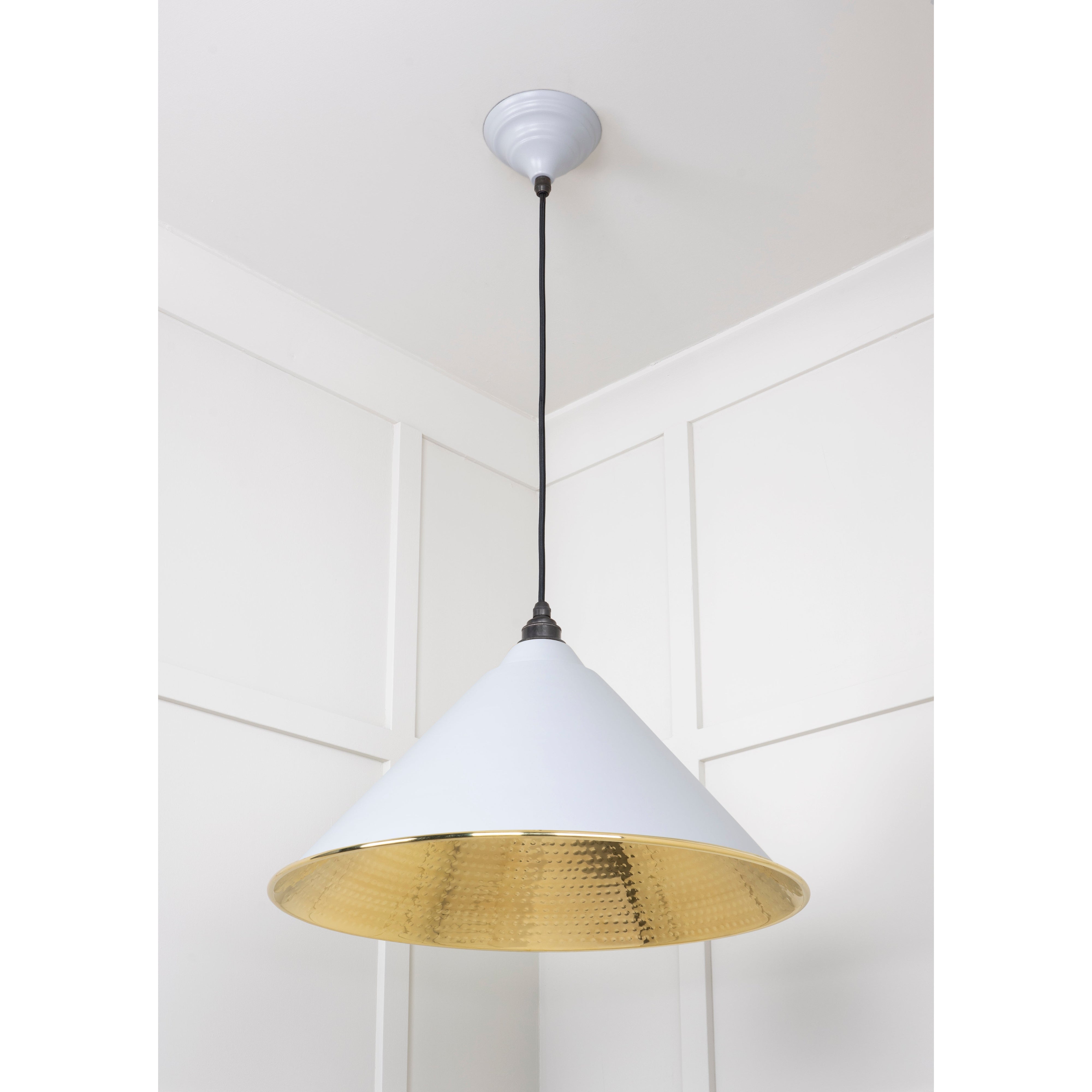 Hammered Brass Hockley Pendant in Birch | From The Anvil-Hockley-Yester Home