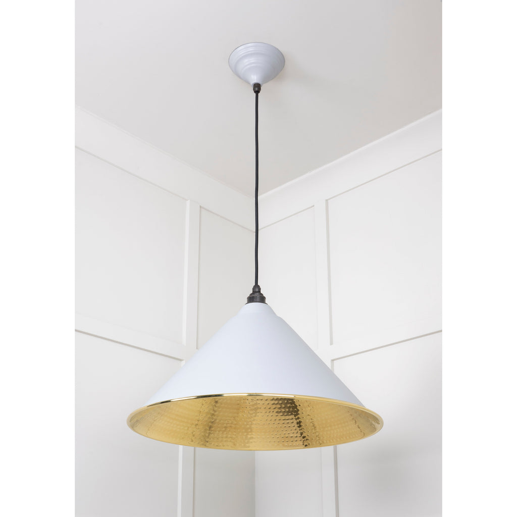 Hammered Brass Hockley Pendant in Birch | From The Anvil