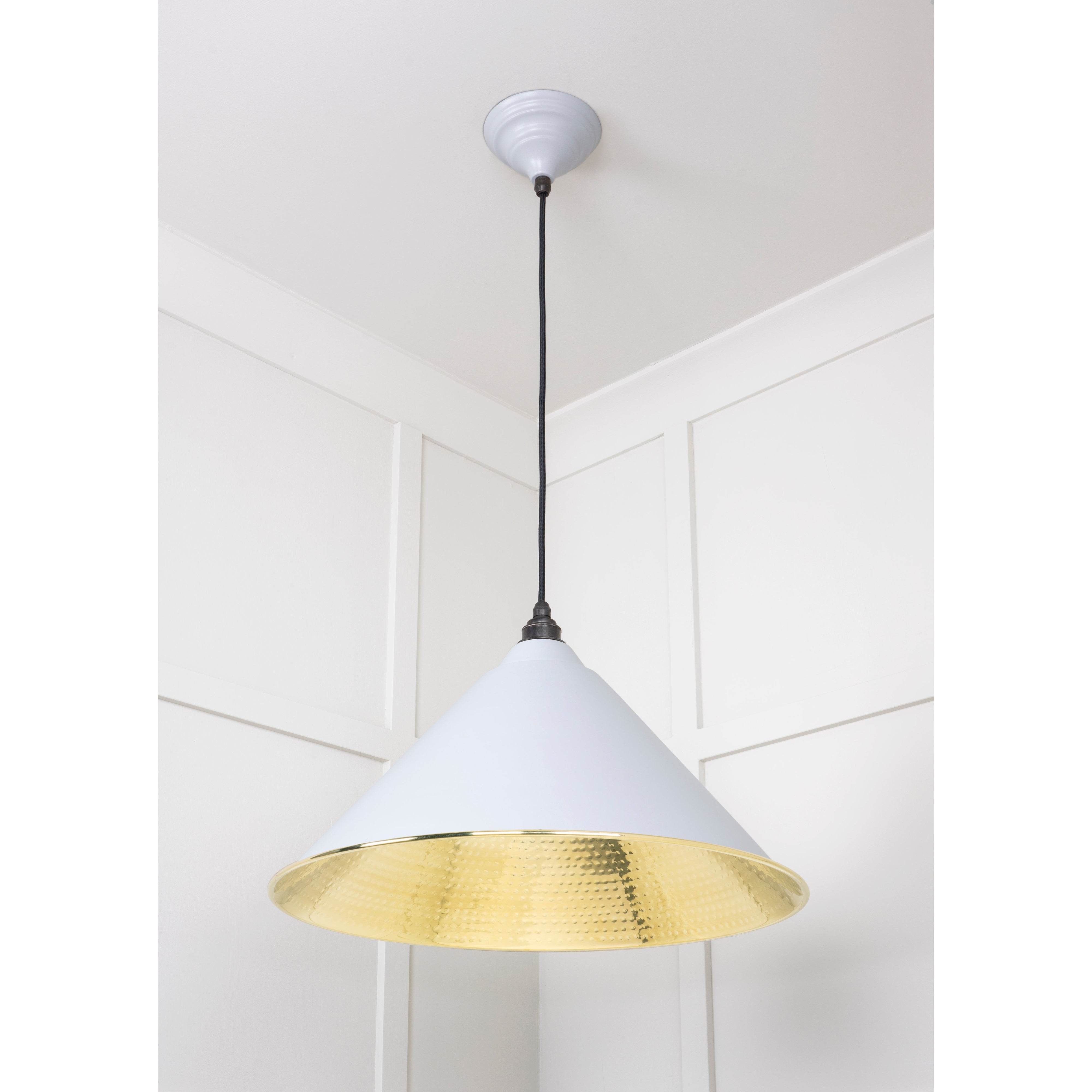 Hammered Brass Hockley Pendant in Birch | From The Anvil-Hockley-Yester Home