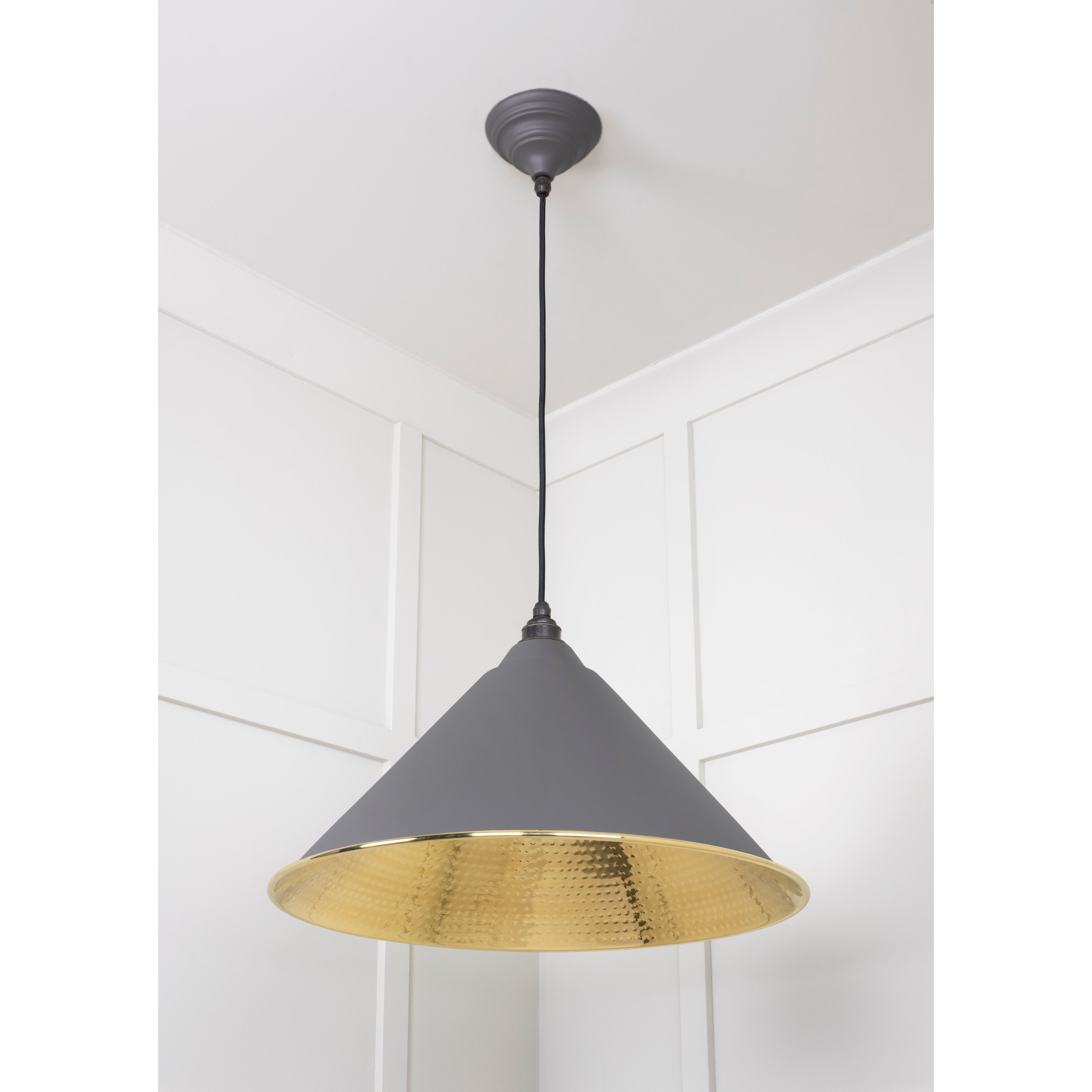 Hammered Brass Hockley Pendant in Bluff | From The Anvil-Hockley-Yester Home