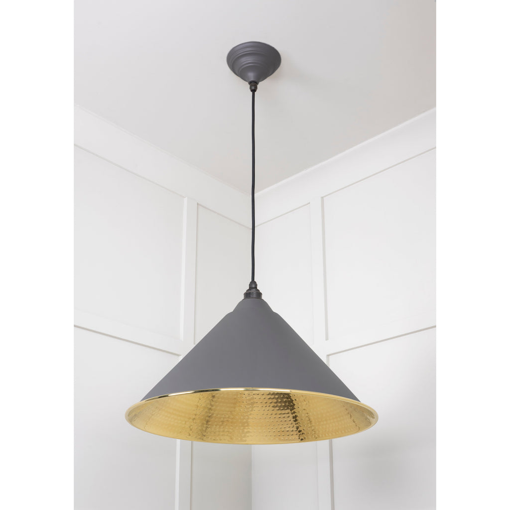 Hammered Brass Hockley Pendant in Bluff | From The Anvil