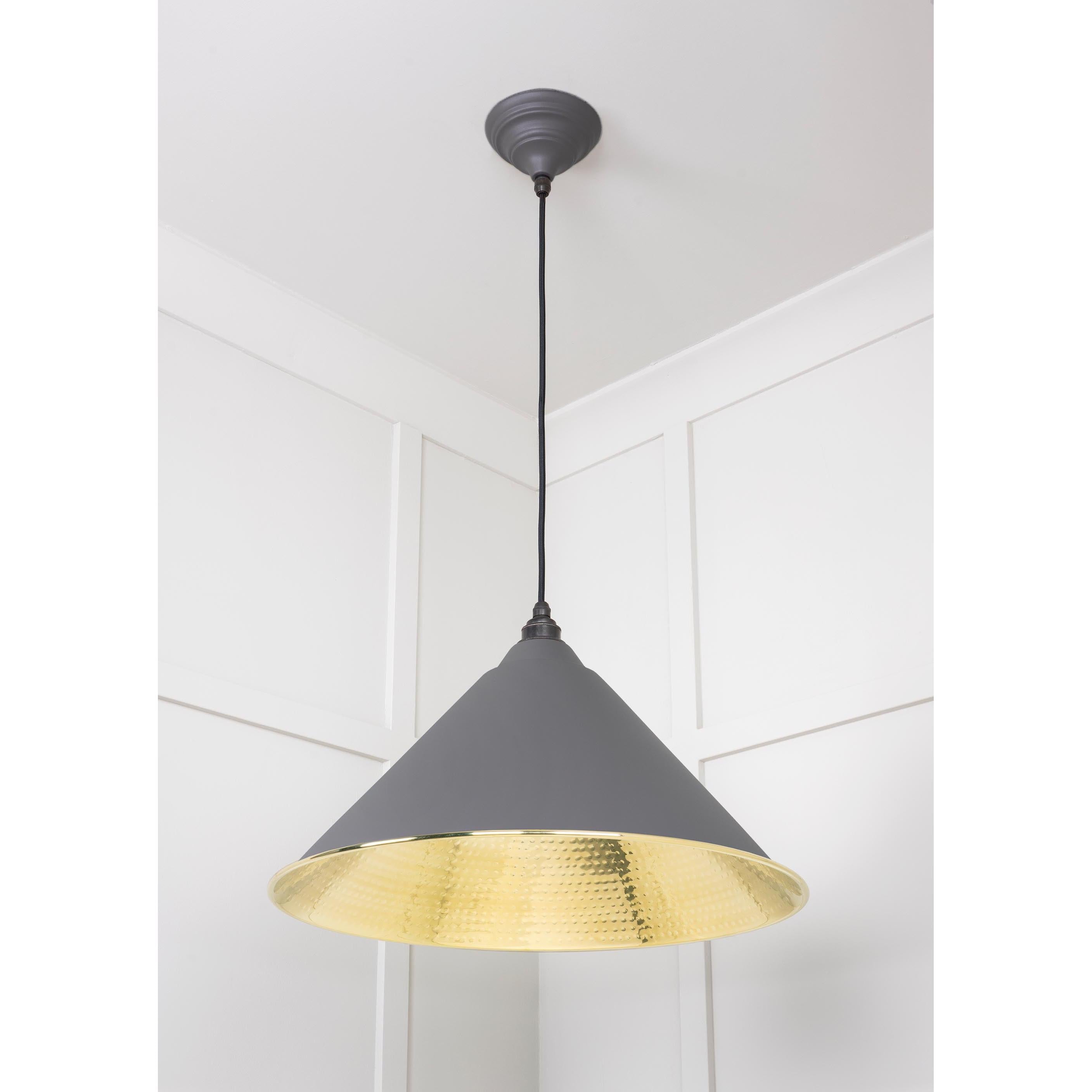 Hammered Brass Hockley Pendant in Bluff | From The Anvil - Hockley - From The Anvil - Yester Home