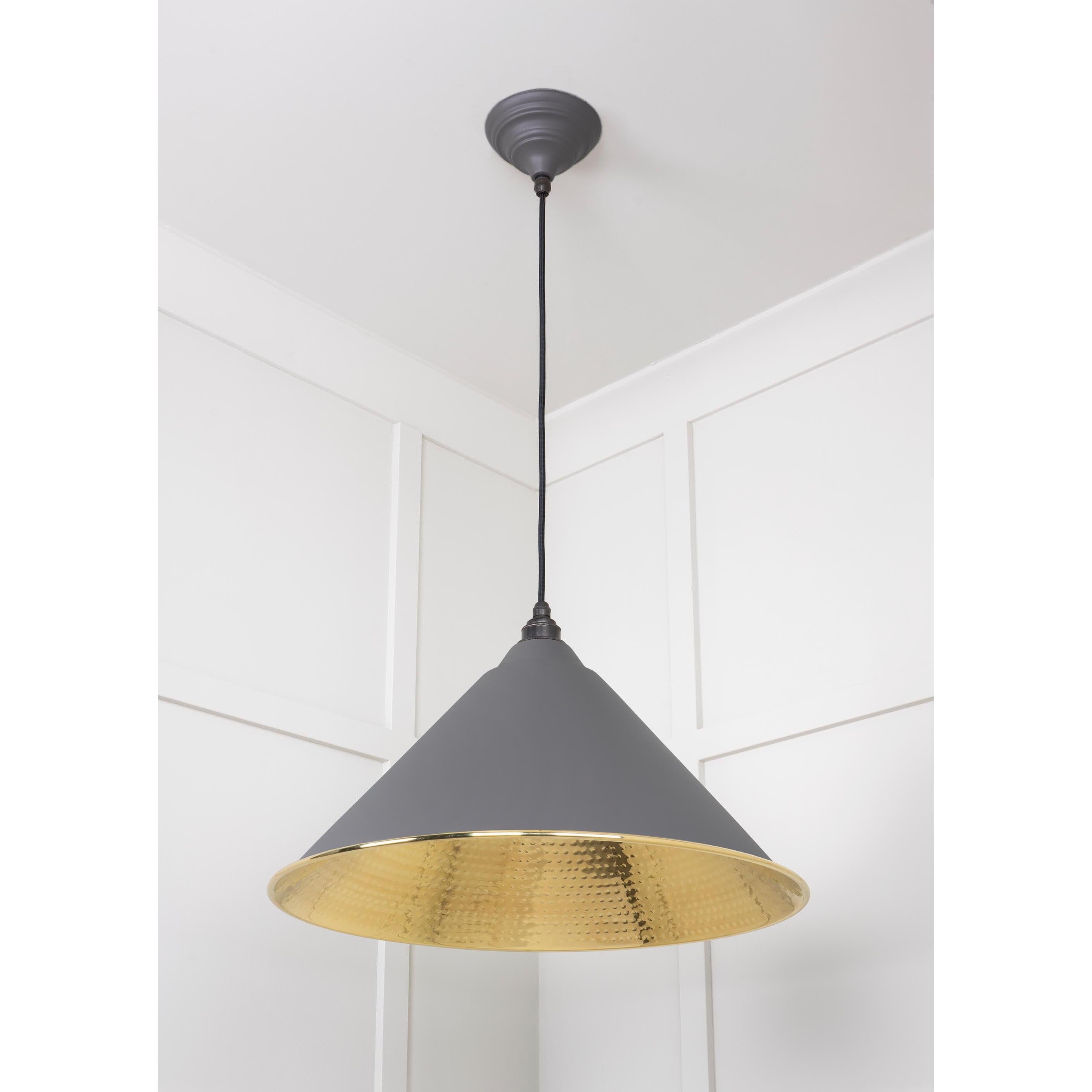 Hammered Brass Hockley Pendant in Bluff | From The Anvil - Hockley - From The Anvil - Yester Home