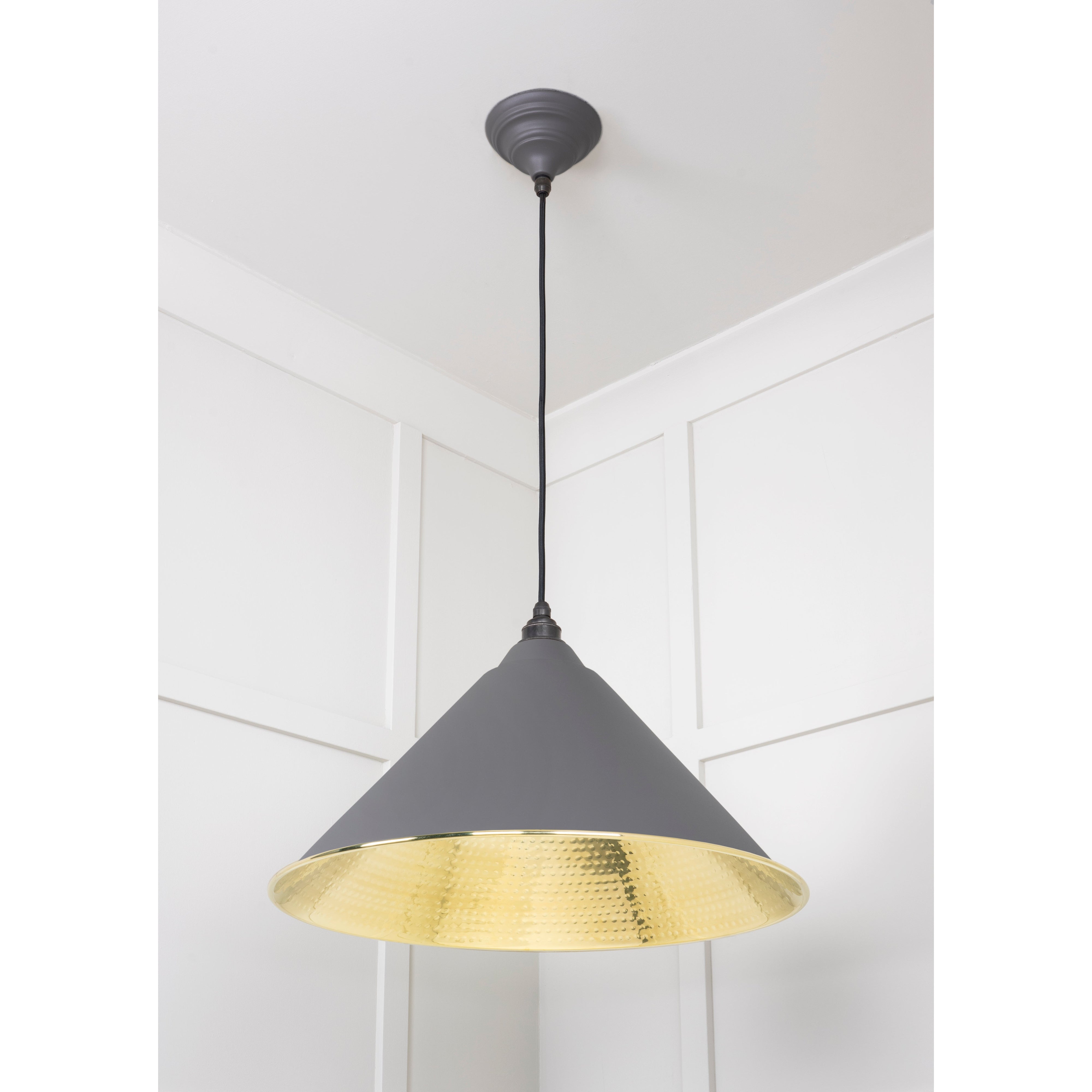 Hammered Brass Hockley Pendant in Bluff | From The Anvil-Hockley-Yester Home