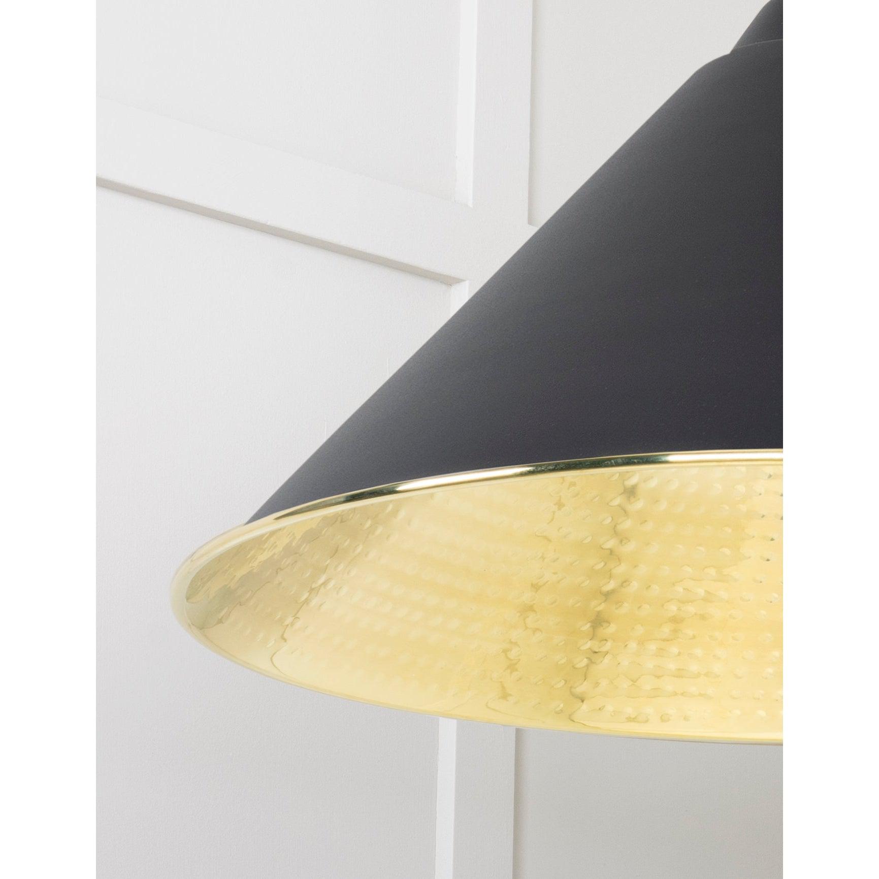Hammered Brass Hockley Pendant in Elan Black | From The Anvil-Hockley-Yester Home